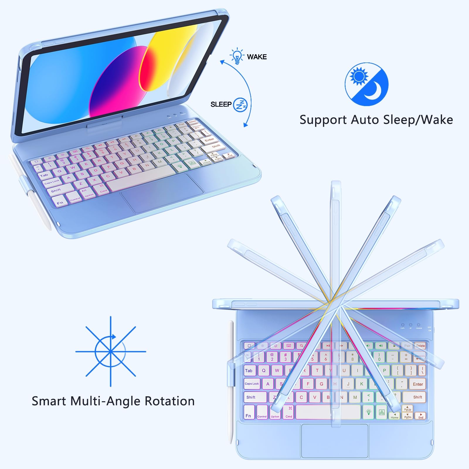 Foto 7 | Funda Con Teclado Fuwang Touch Para Ipad 10th Gen 10.9'' 2022 Azul - Venta Internacional.