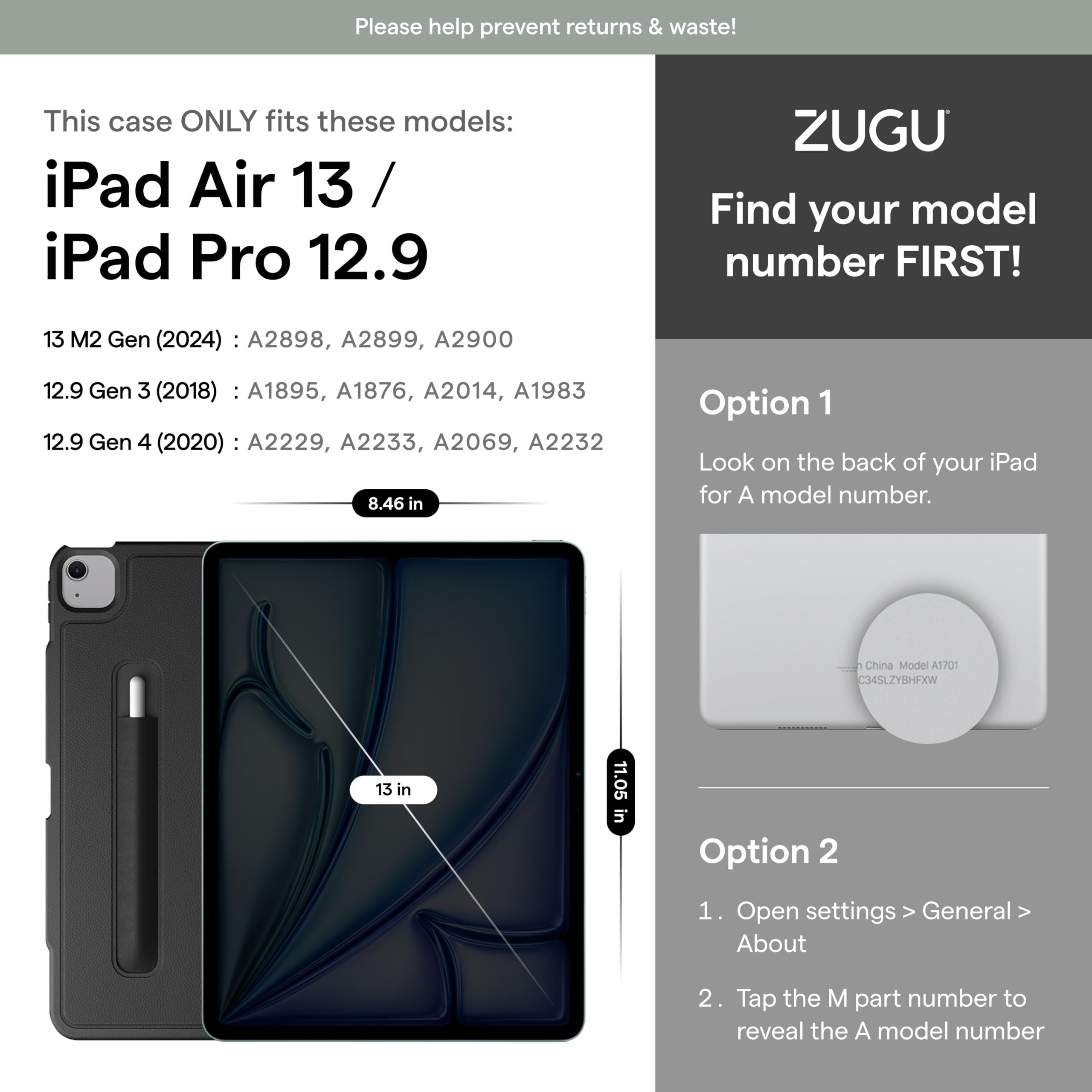 Foto 3 pulgar | Funda Zugu Para Ipad Air De 13 Pulgadas (m2) 2024 Con Soporte Para Apple Pencil - Venta Internacional.