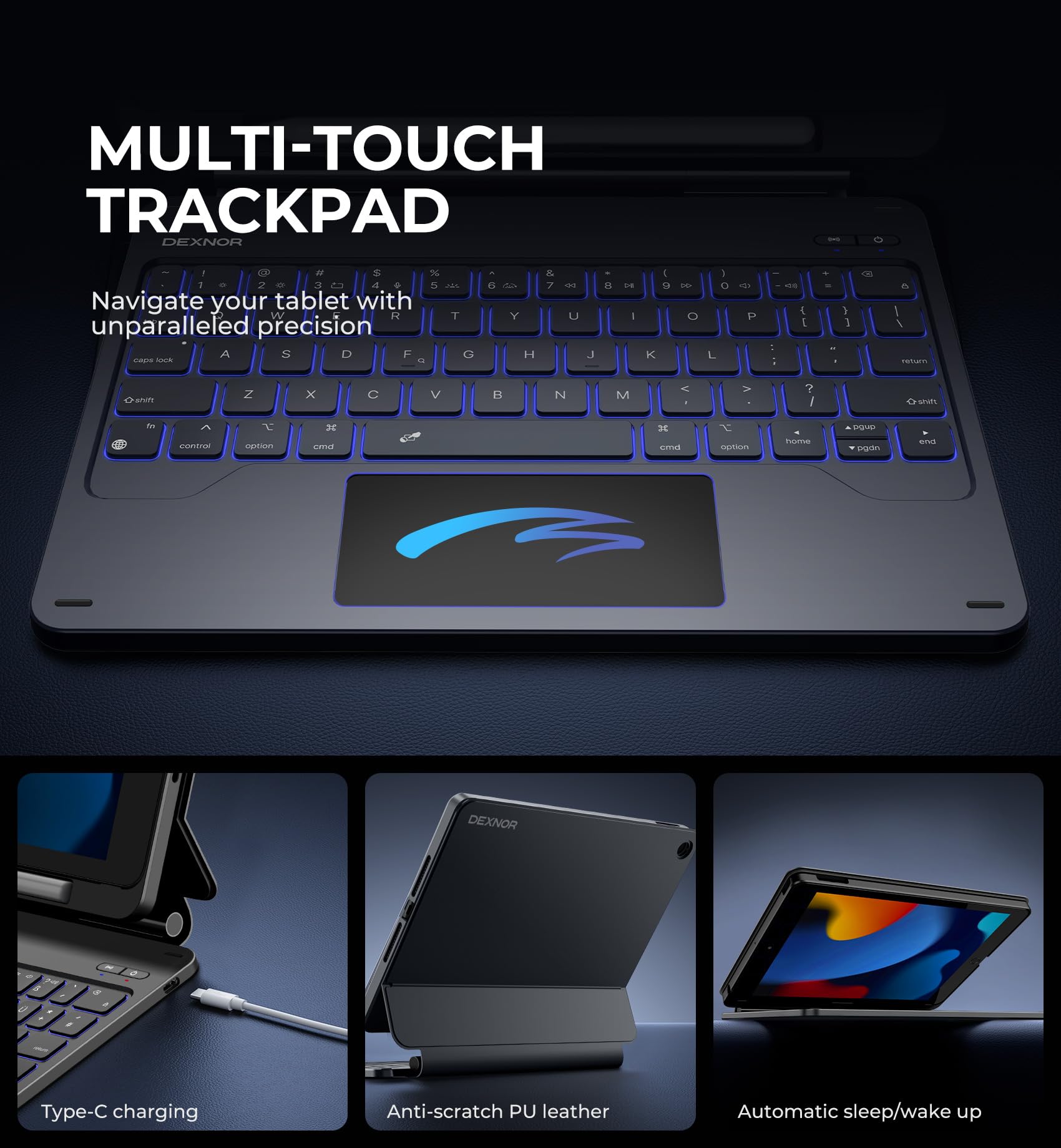 Foto 6 pulgar | Funda Con Teclado Dexnor Para Ipad 9ª Generación De 10,2 Pulgadas Con Panel Táctil - Venta Internacional.