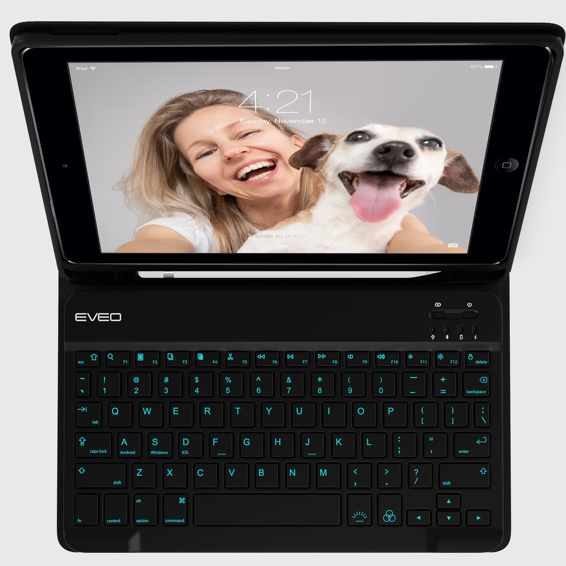 Foto 2 | Funda Para Ipad Con Teclado Eveo 9ª Generación, 10,2 Pulgadas, Negra - Venta Internacional.