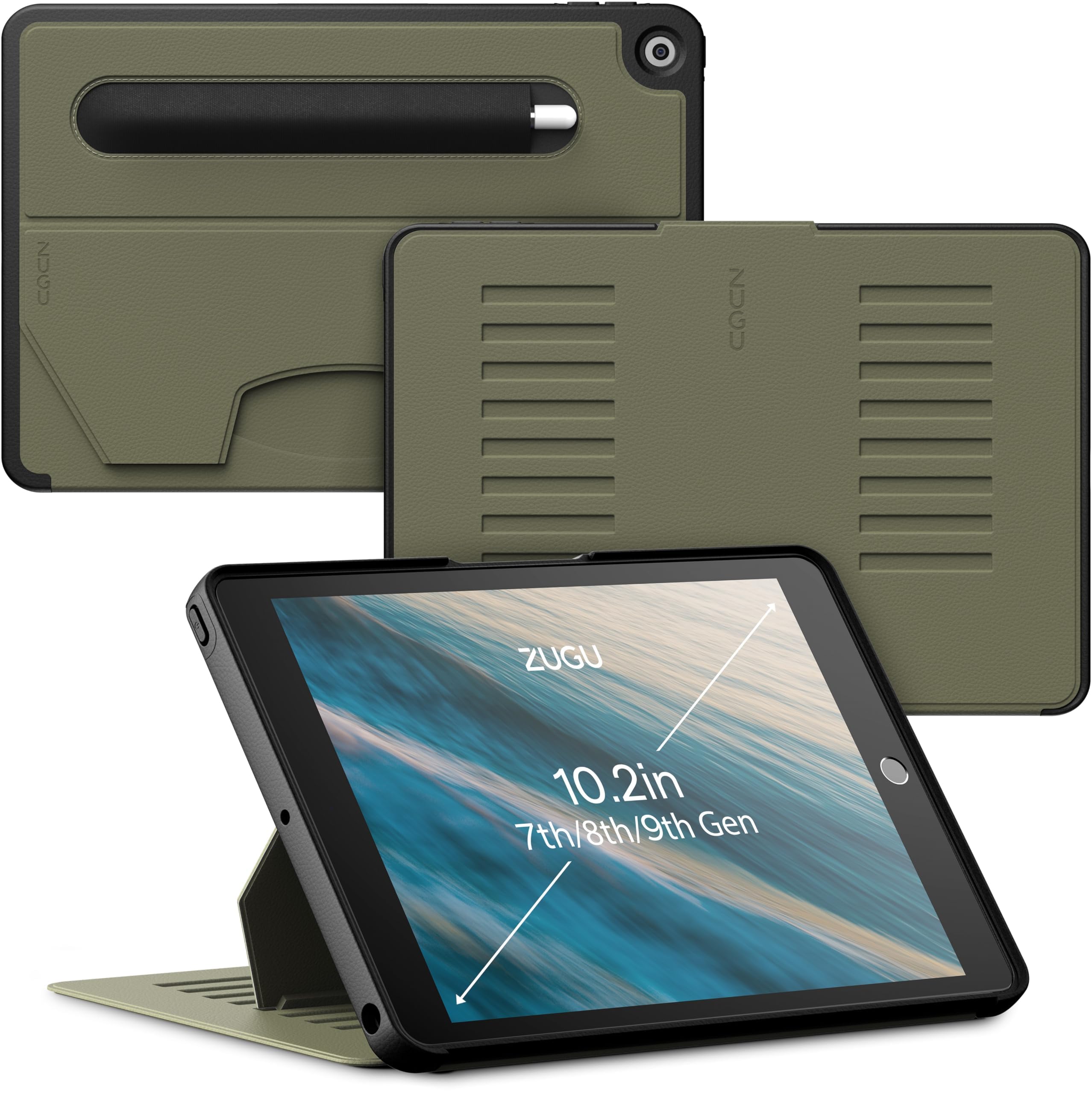 Foto 2 pulgar | Funda Zugu Para Ipad 9ª Generación De 10,2 Pulgadas (2021/2020/2019), Color Verde Oliva - Venta Internacional.