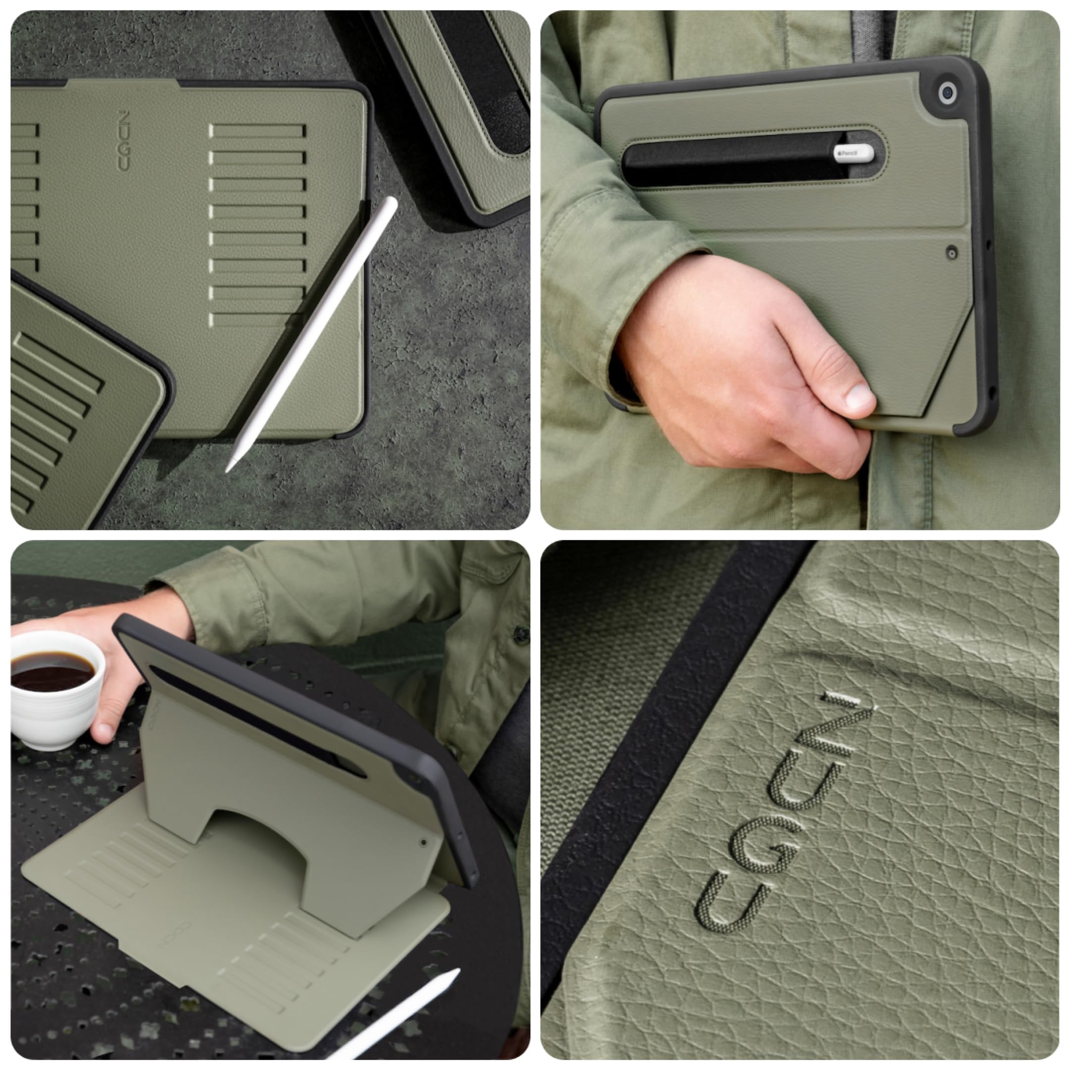 Foto 3 | Funda Zugu Para Ipad 9ª Generación De 10,2 Pulgadas (2021/2020/2019), Color Verde Oliva - Venta Internacional.