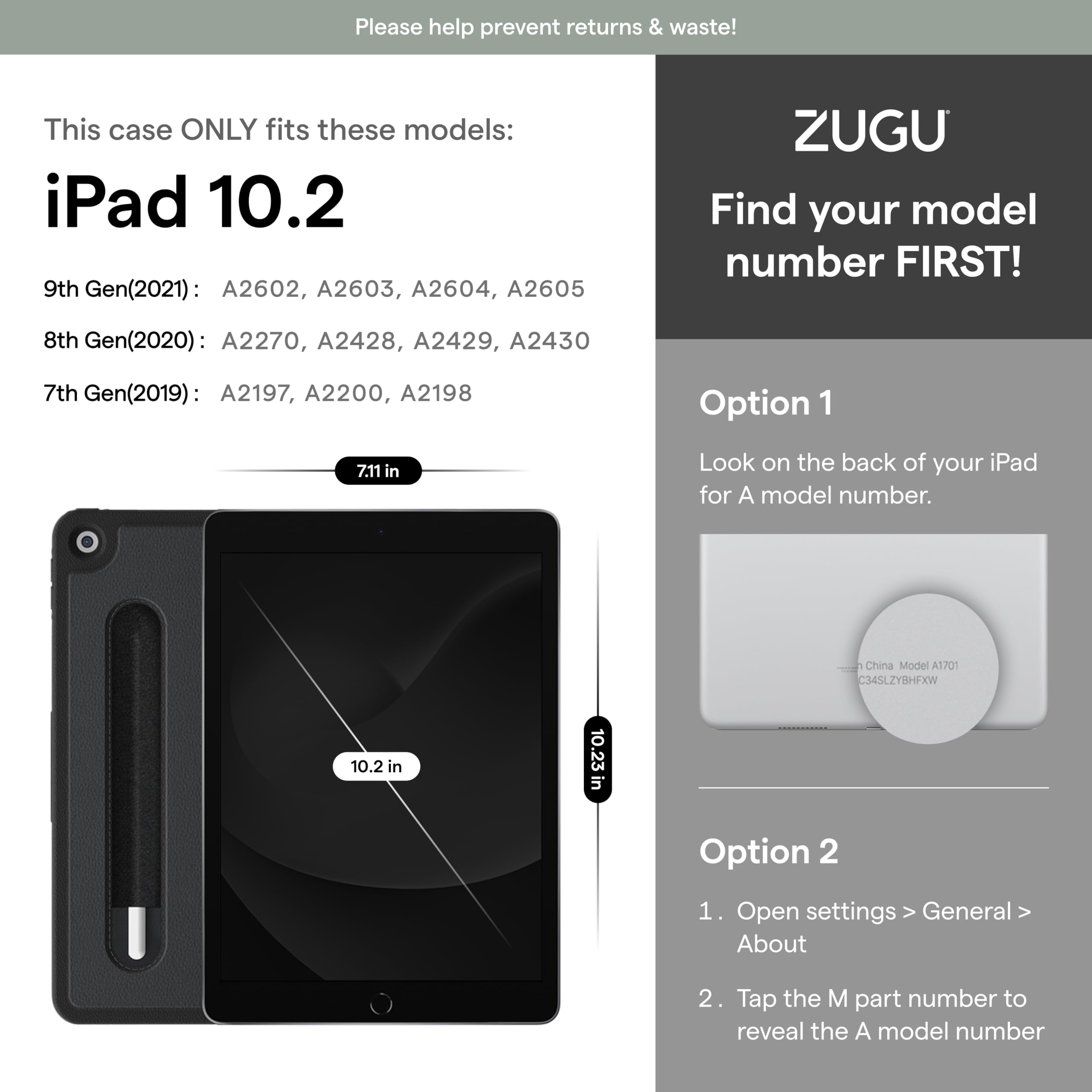 Foto 3 pulgar | Funda Zugu Para Ipad 9ª Generación De 10,2 Pulgadas Con Soporte Magnético Pine - Venta Internacional.