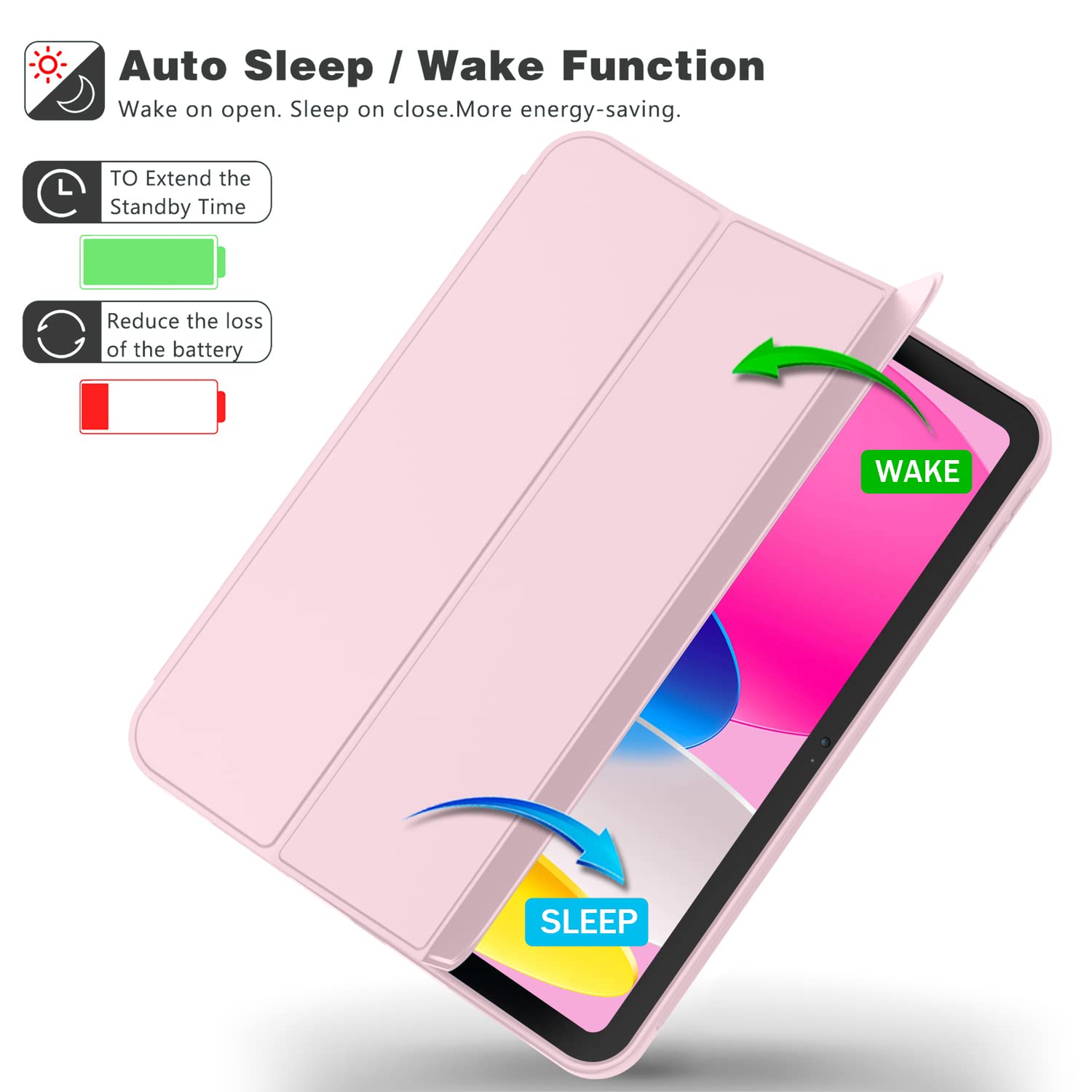 Foto 7 pulgar | Funda Imieet Para Ipad De Décima Generación De 10,9 Pulgadas Con Soporte Para Lápices, Color Rosa - Venta Internacion