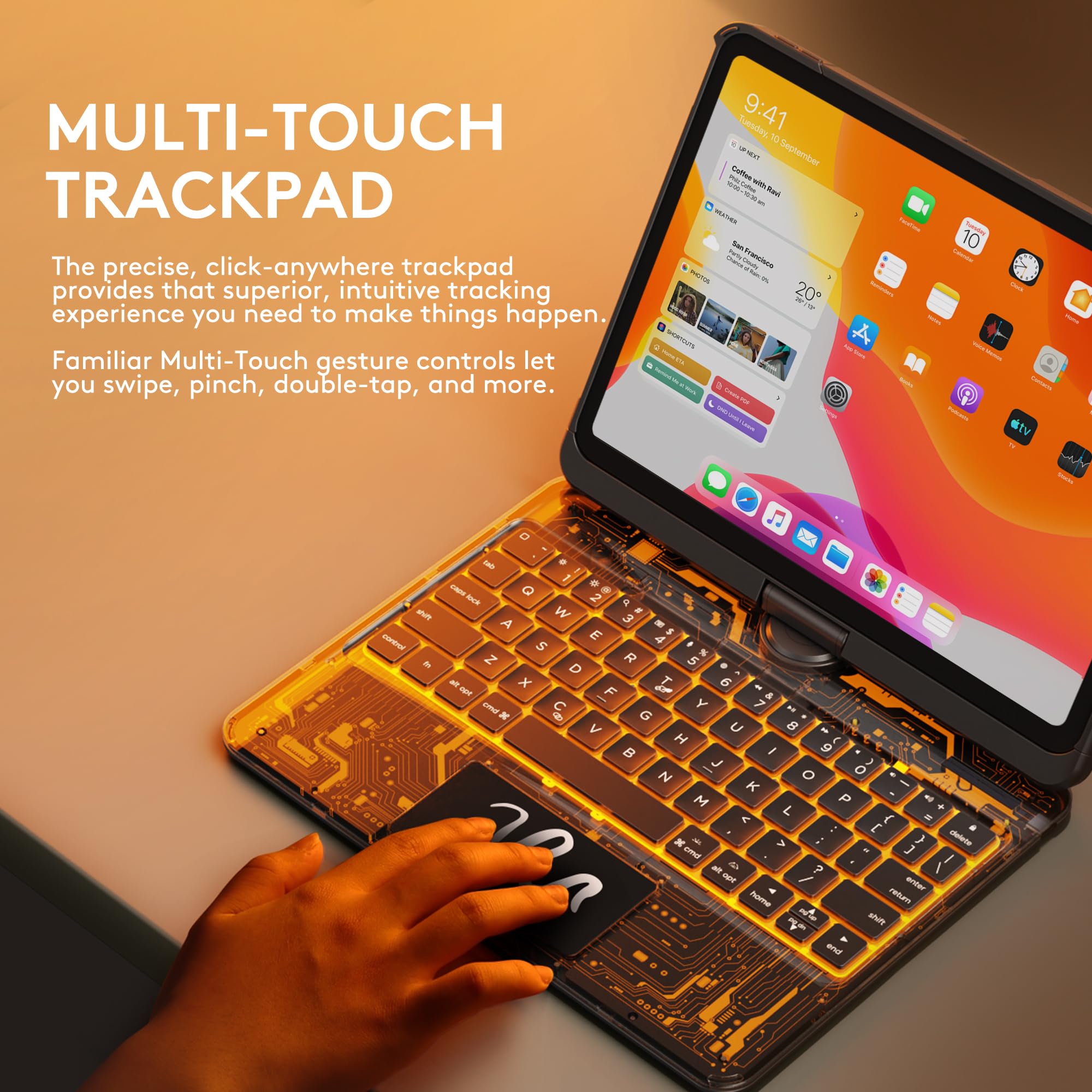 Foto 5 | Funda Con Teclado Inalámbrico Para Ipad Air M2 11'' Gusgu Negra - Venta Internacional.