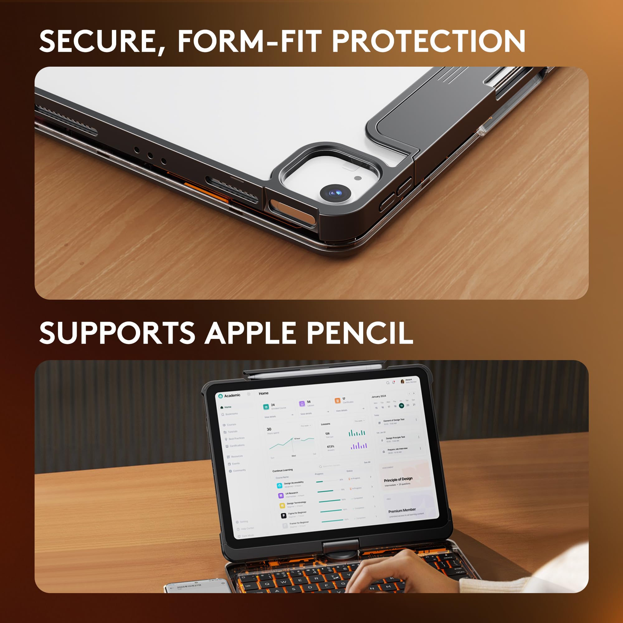 Foto 7 | Funda Con Teclado Inalámbrico Para Ipad Air M2 11'' Gusgu Negra - Venta Internacional.