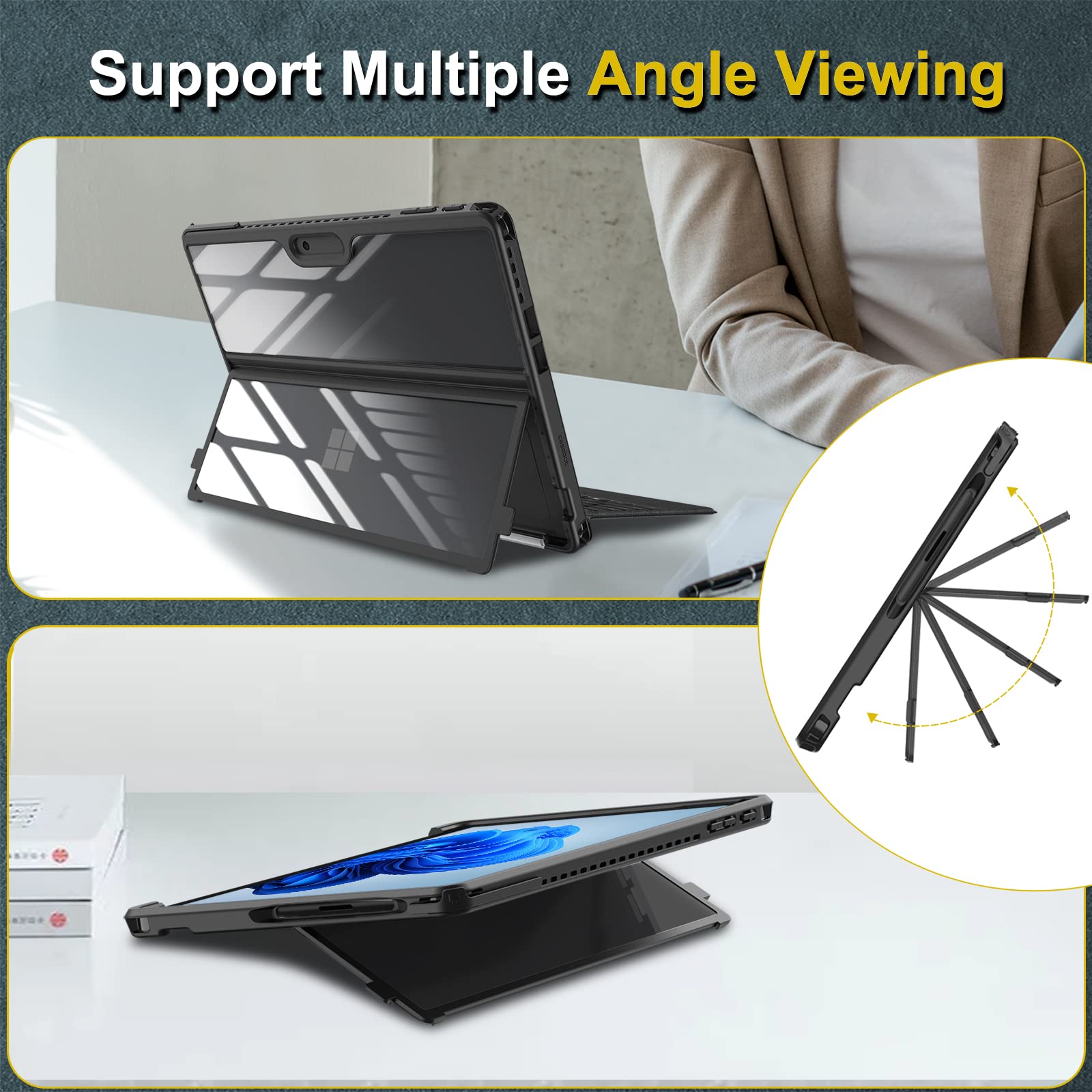 Foto 6 pulgar | Funda Rígida Para Microsoft Surface Pro 13'' Fintie Black - Venta Internacional.