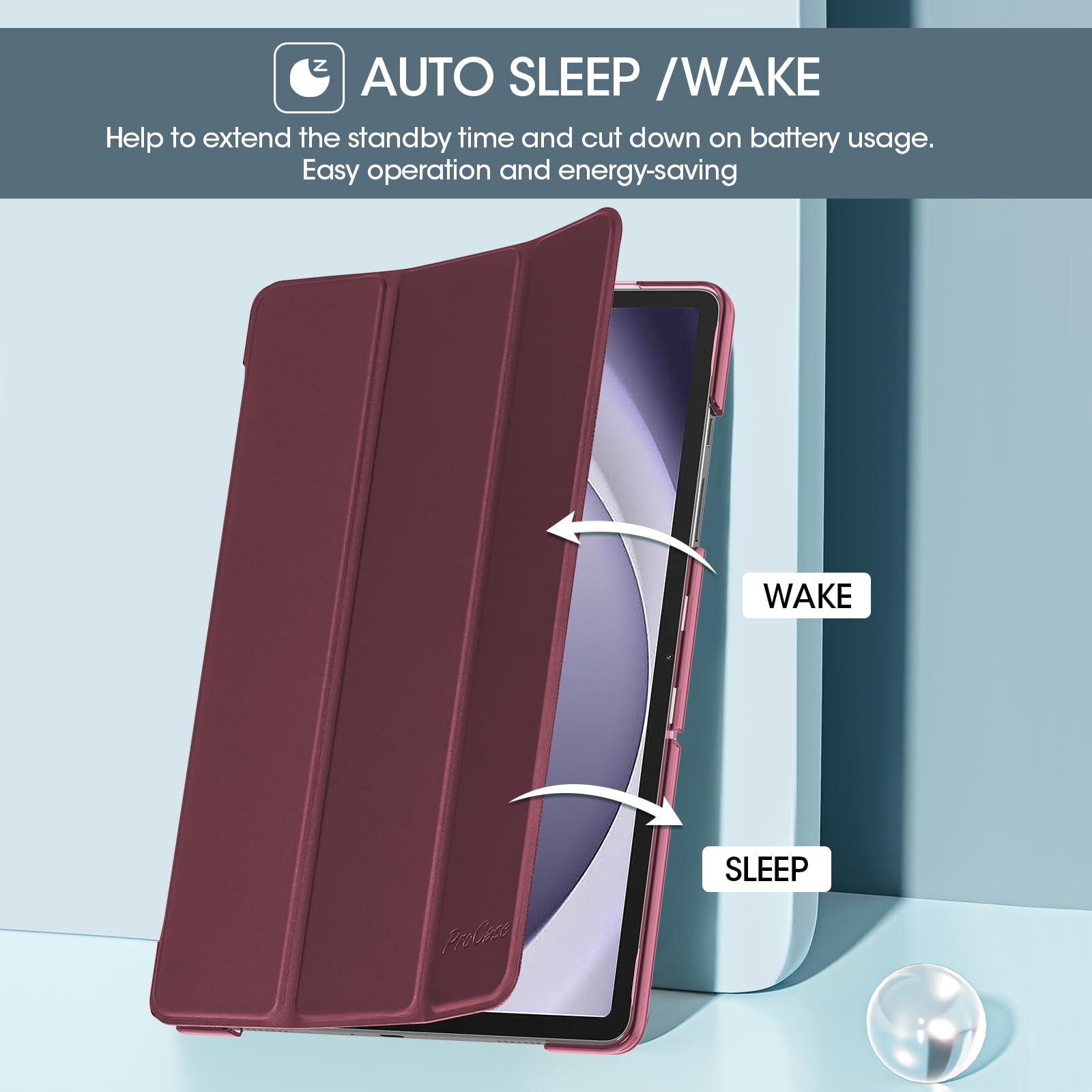 Foto 6 | Funda Procase Smart Para Galaxy Tab A9 Plus 11'' 2023 - Vino - Venta Internacional.