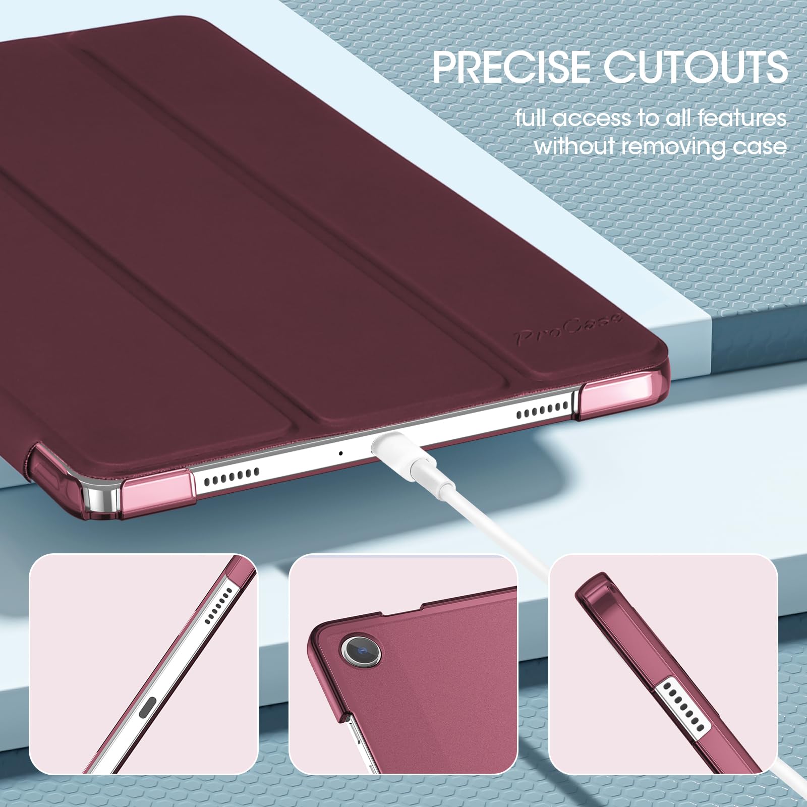 Foto 8 pulgar | Funda Procase Smart Para Galaxy Tab A9 Plus 11'' 2023 - Vino - Venta Internacional.