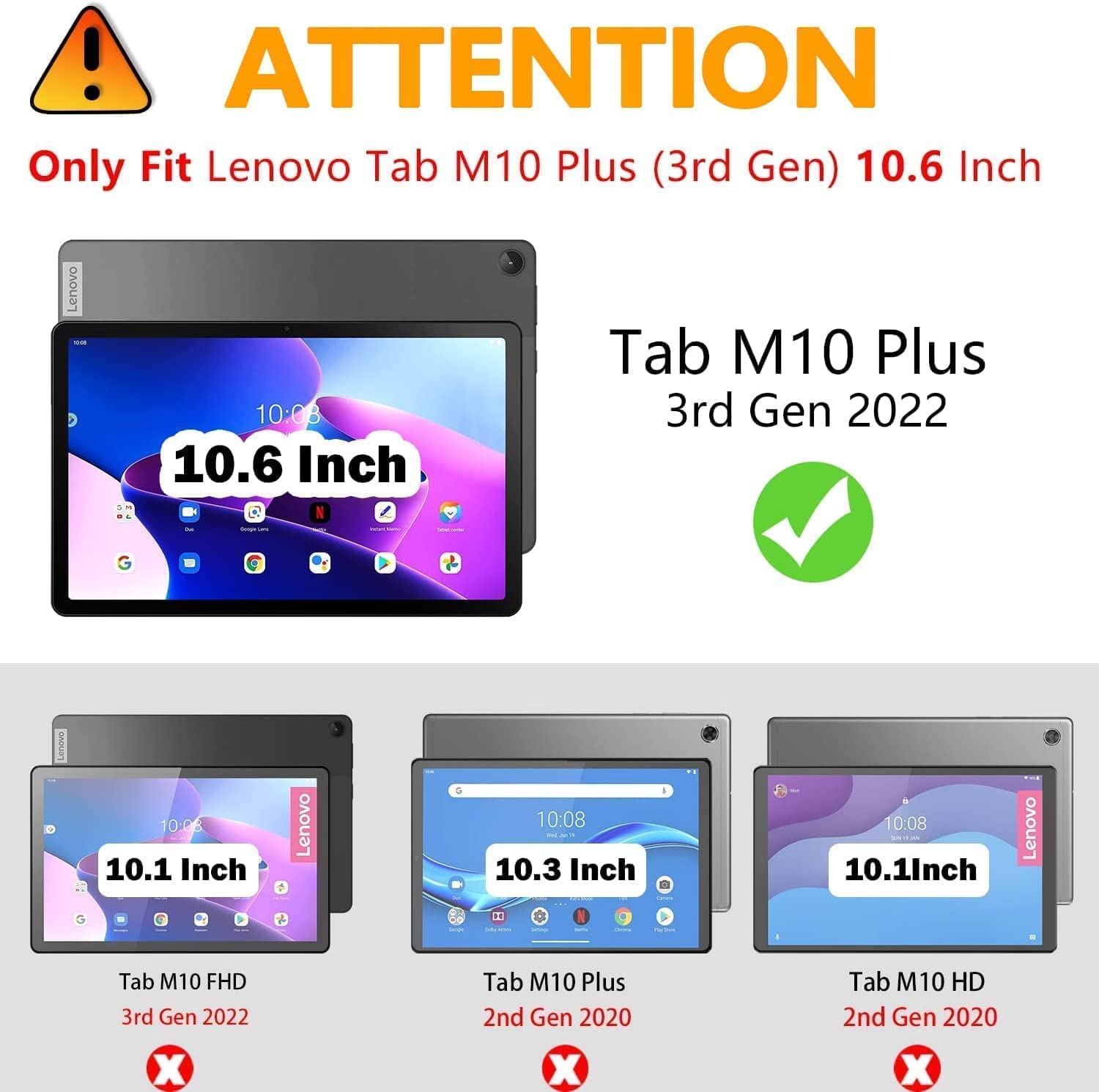 Foto 3 pulgar | Funda Herize Para Lenovo Tab M10 Plus 3rd Gen 10.6 2022 Con Protector De Pantalla - Venta Internacional.