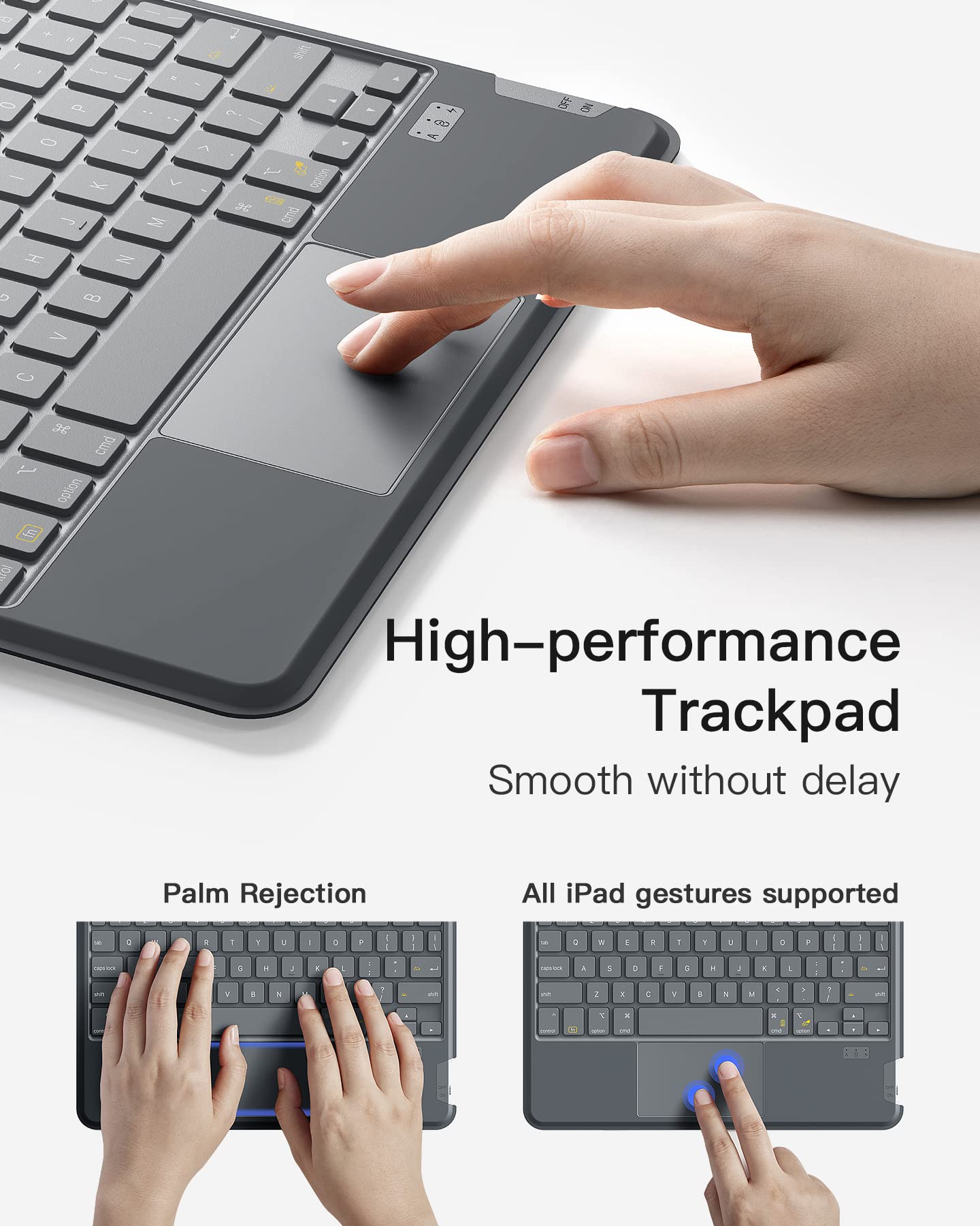 Foto 7 pulgar | Funda Para Ipad Con Teclado Inateck Para Ipad De 11.ª Y 10.ª Generación, Color Gris - Venta Internacional.