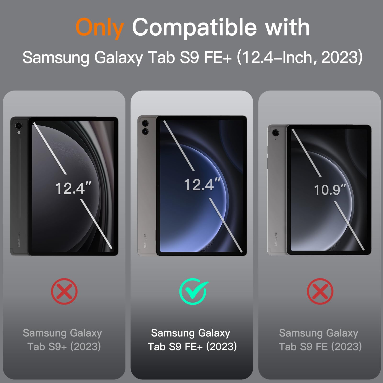 Foto 3 pulgar | Funda Jetech Para Samsung Galaxy Tab S9 Fe+/s9 Fe Plus De 12,4 Pulgadas - Venta Internacional.