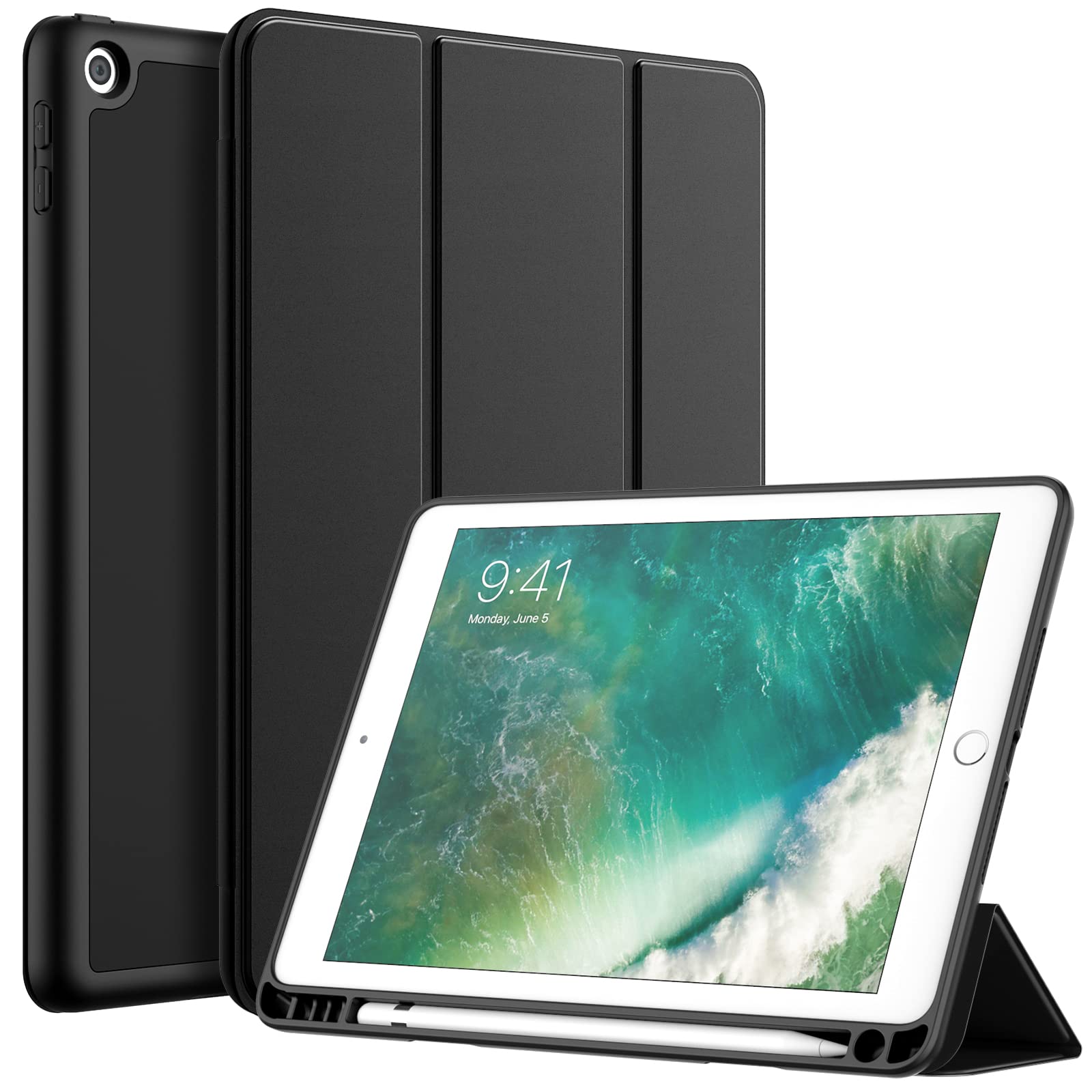 Foto 2 pulgar | Funda Jetech Para Ipad 9.7 (6.ª Y 5.ª Generación) Con Soporte Para Lápices, Color Negro - Venta Internacional.