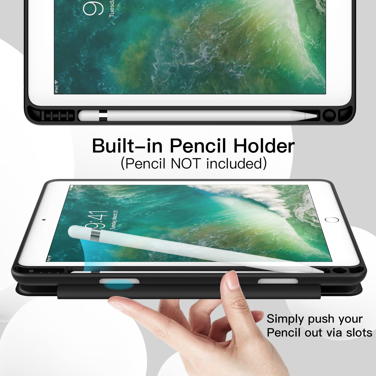 Foto 6 pulgar | Funda Jetech Para Ipad 9.7 (6.ª Y 5.ª Generación) Con Soporte Para Lápices, Color Negro - Venta Internacional.
