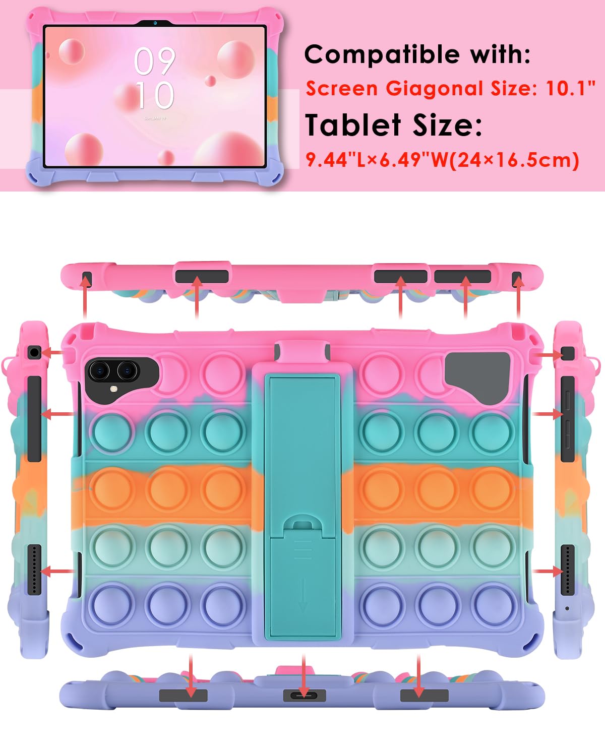 Foto 3 | Funda De Silicona Detuosi Para Tableta Vastking Kingpad K10 Pro 10.1 - Venta Internacional.