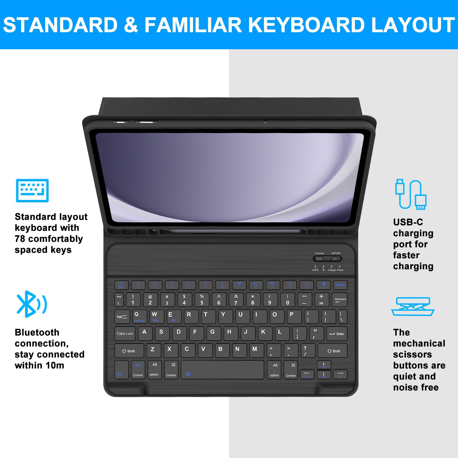Foto 5 pulgar | Funda De Teclado Sengbirch Para Samsung Galaxy Tab A9+ 11'' Negra - Venta Internacional.