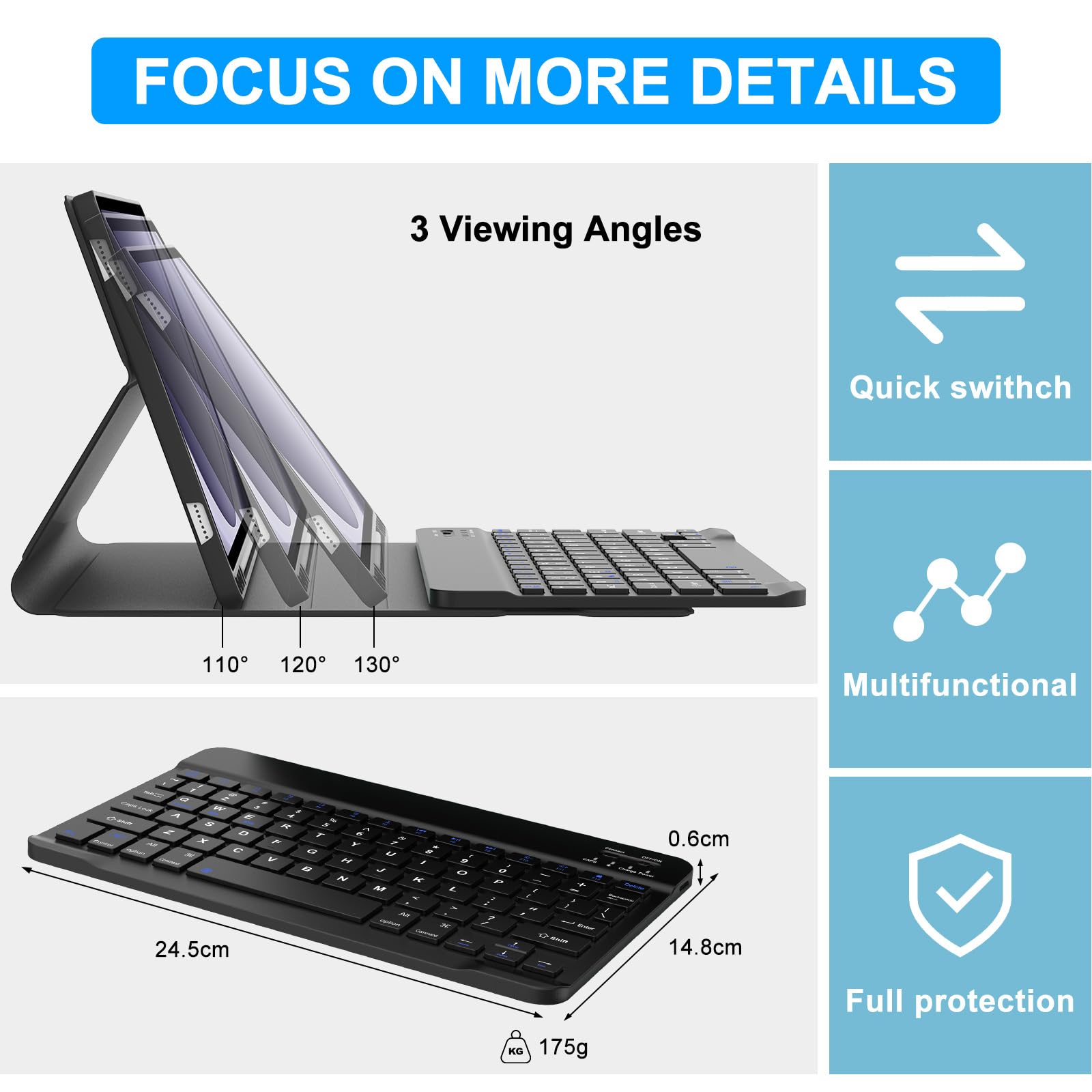 Foto 7 pulgar | Funda De Teclado Sengbirch Para Samsung Galaxy Tab A9+ 11'' Negra - Venta Internacional.