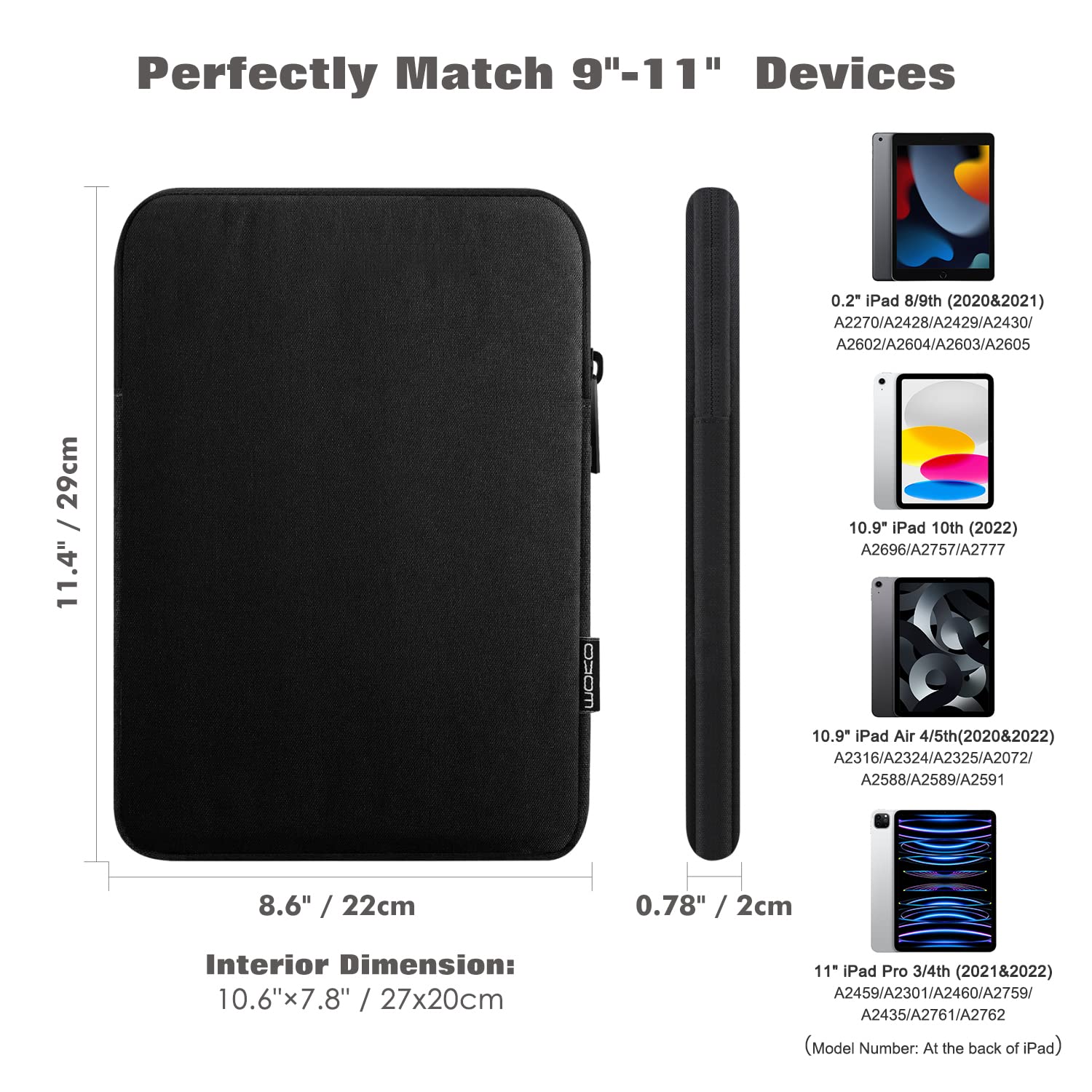 Foto 3 pulgar | Funda Para Tablet Moko De 9 A 11 Pulgadas Para Ipad Air/pro/gen, Color Negro - Venta Internacional.