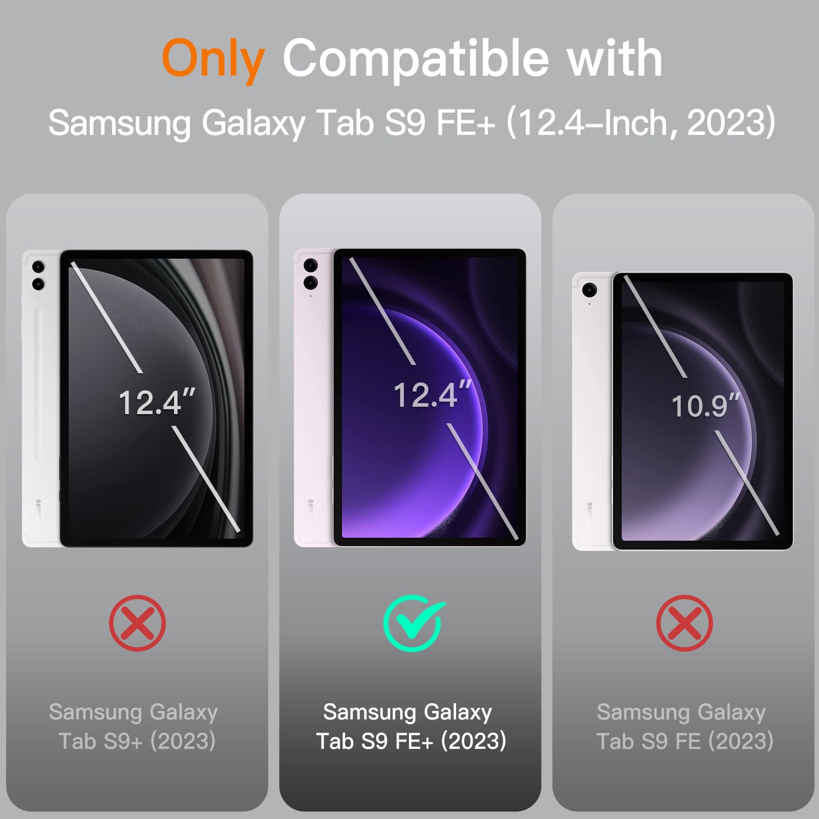 Foto 3 pulgar | Funda Jetech Para Samsung Galaxy Tab S9 Fe+/s9 Fe Plus De 12,4 Pulgadas - Venta Internacional.