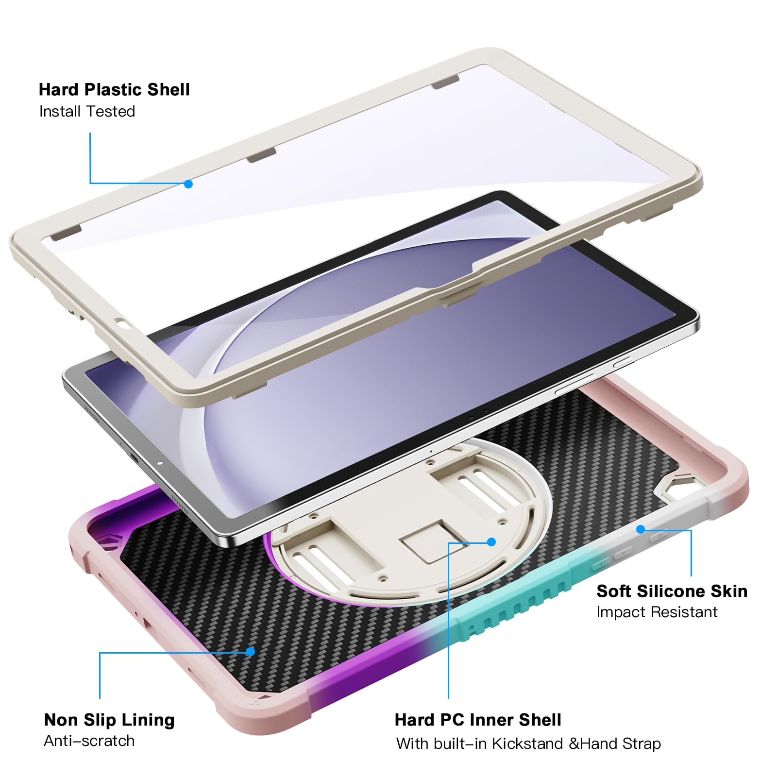 Foto 3 pulgar | Funda Ztotopcases A Prueba De Golpes Con Pantalla Para Samsung Galaxy Tab A9+ 11'' 2023 - Venta Internacional.
