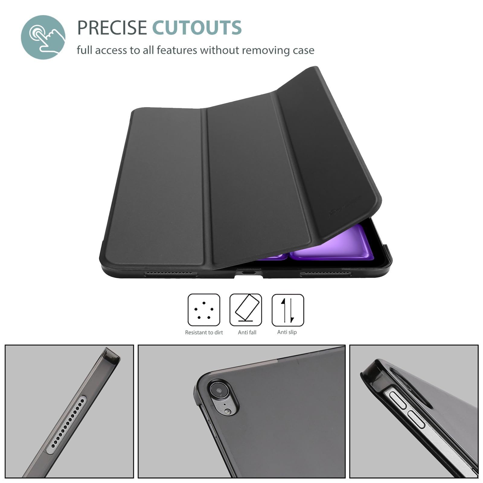 Foto 6 | Smart Case Procase Para Ipad Air 11 Pulgadas M2 2024 Negra - Venta Internacional.