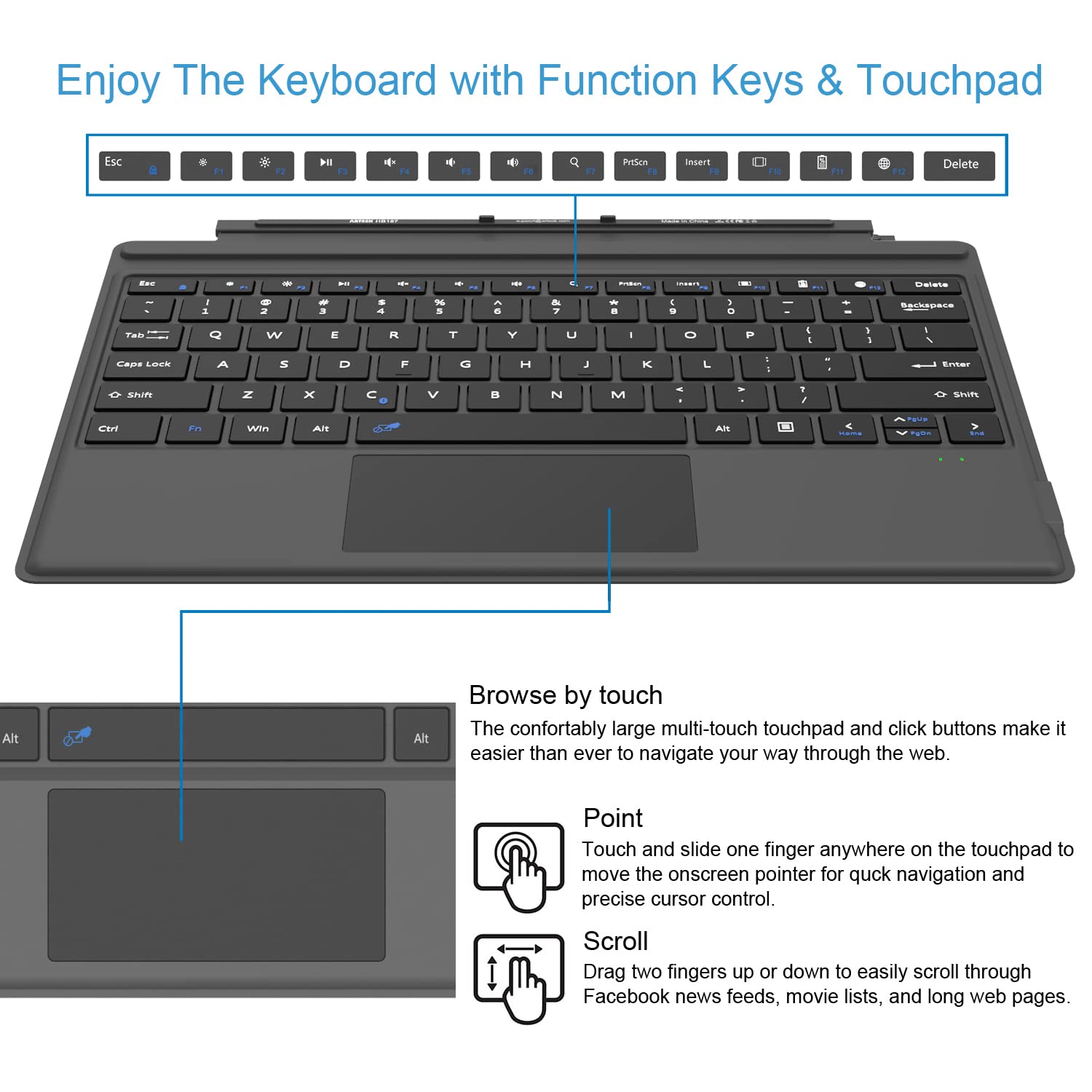 Foto 4 pulgar | Teclado Arteck Microsoft Surface Pro Type Cover Bluetooth - Venta Internacional.