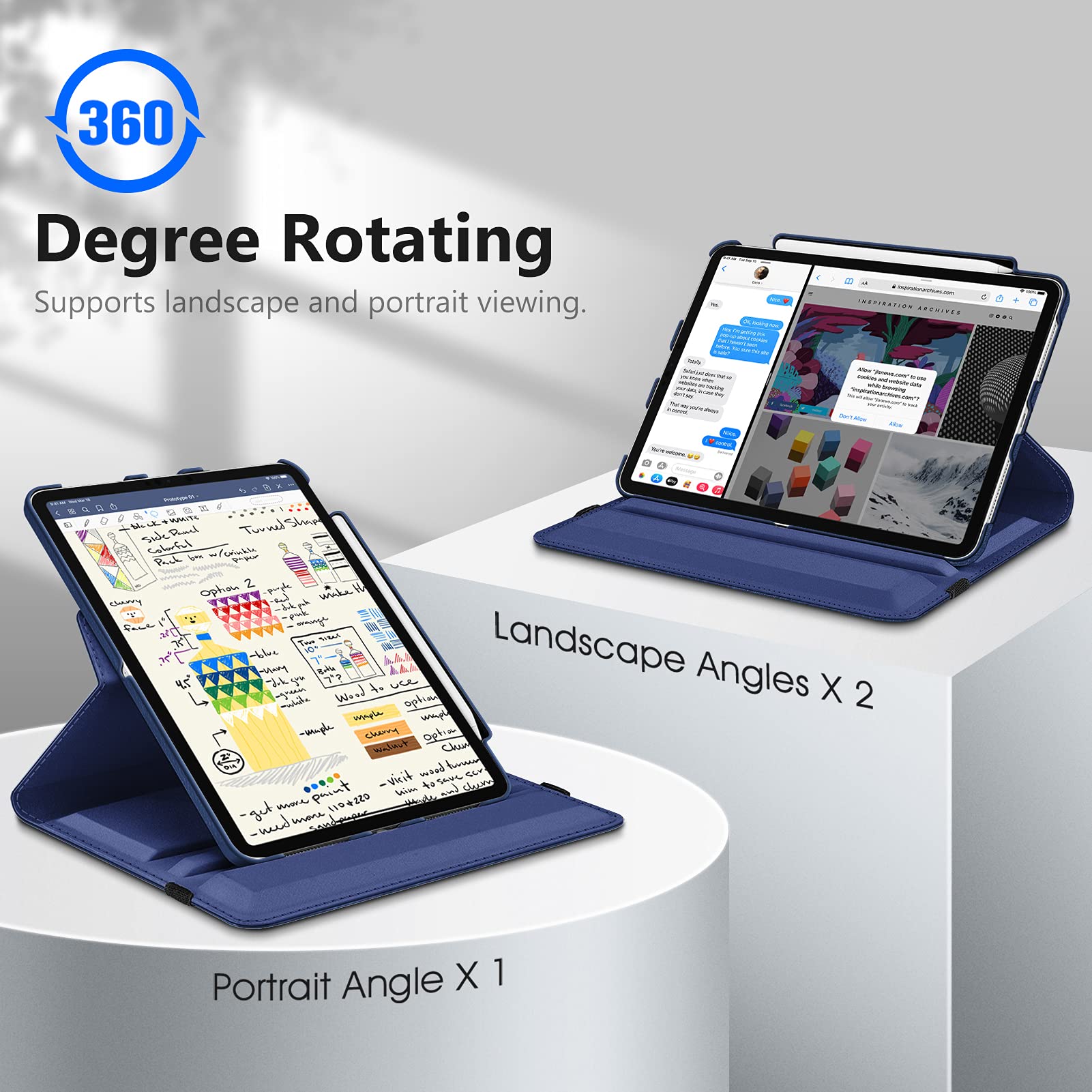 Foto 5 pulgar | Funda Giratoria Fintie Para Ipad Pro De 11 Pulgadas 2022/2021/2020/2018, Color Azul Marino - Venta Internacional.