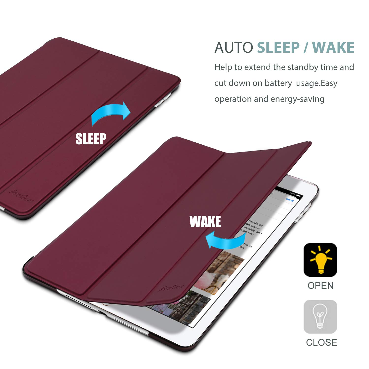 Foto 8 pulgar | Smart Case Procase Para Ipad Air 1.ª Generación De 9,7 Pulgadas, Color Vino - Venta Internacional.