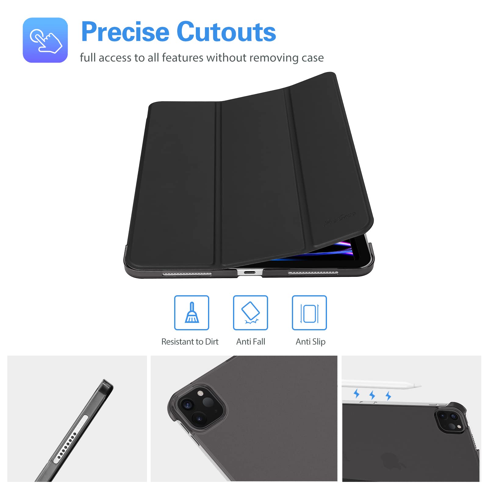 Foto 6 pulgar | Funda Procase Para Ipad Pro 11 4.ª Generación Con Funda Inteligente, Color Negro - Venta Internacional.