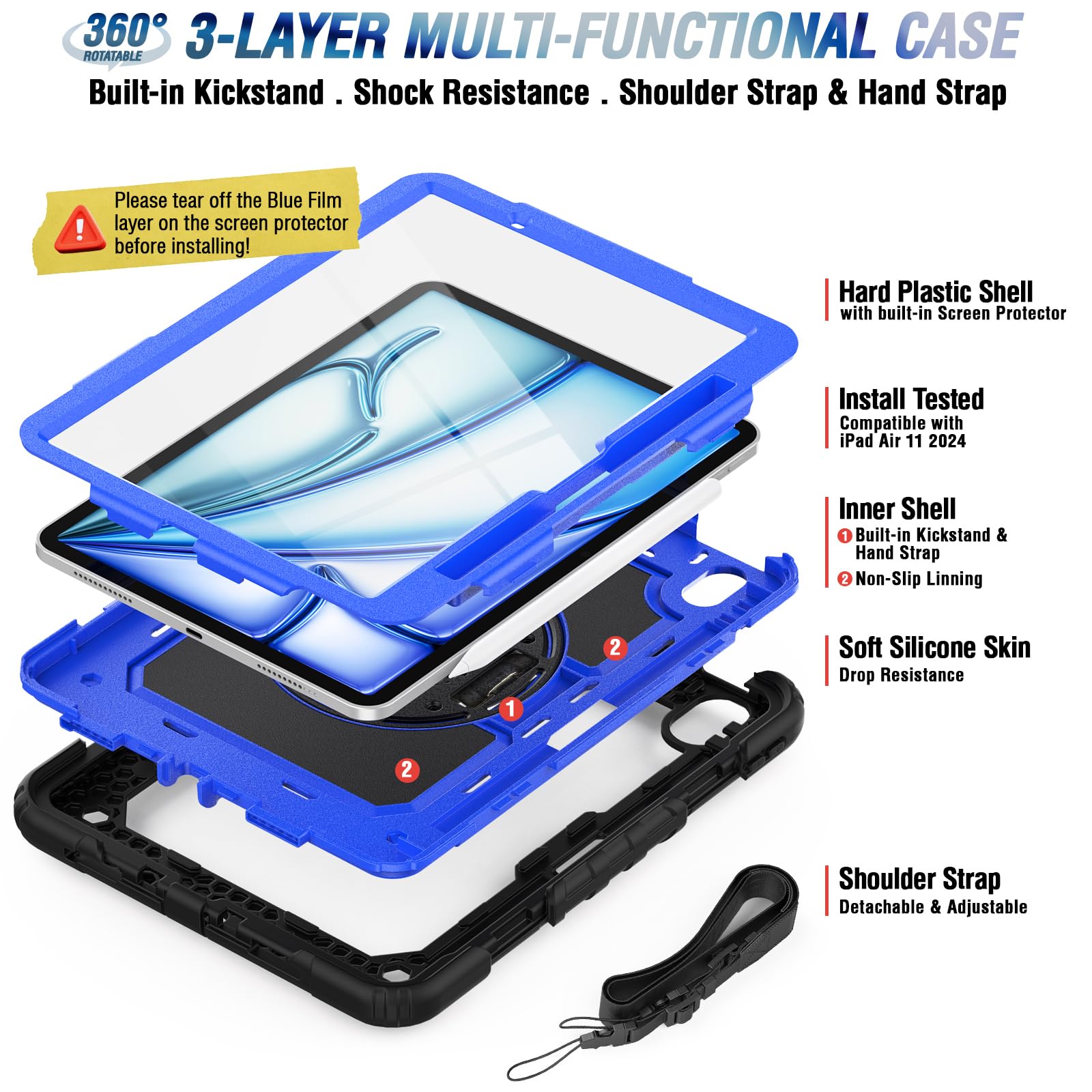 Foto 7 pulgar | Funda Herize Para Ipad Air 11 M3/m2 Con Protector De Pantalla - Venta Internacional.