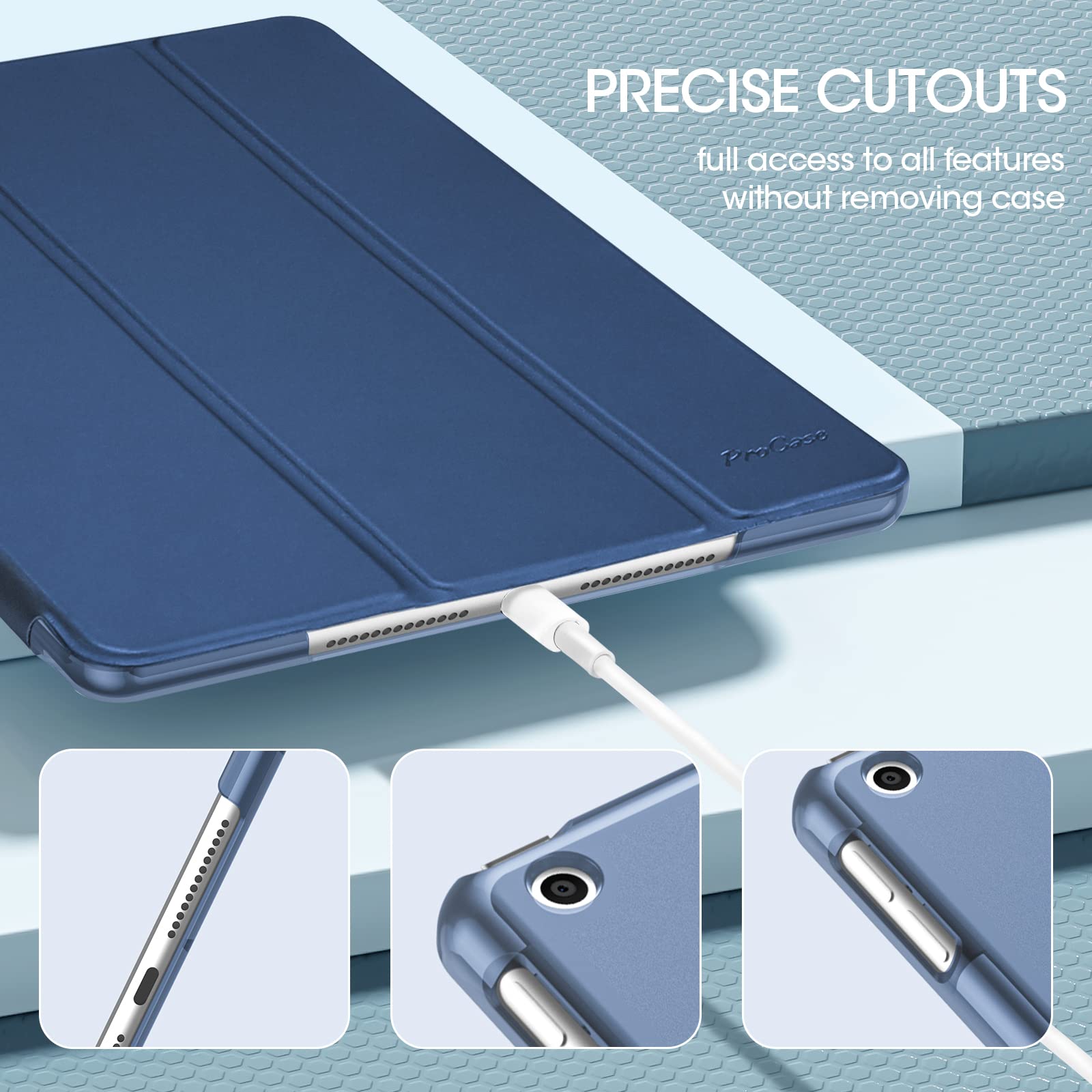Foto 6 | Funda Procase Para Ipad De 9.ª, 8.ª Y 7.ª Generación 10.2, Color Azul Oscuro - Venta Internacional.