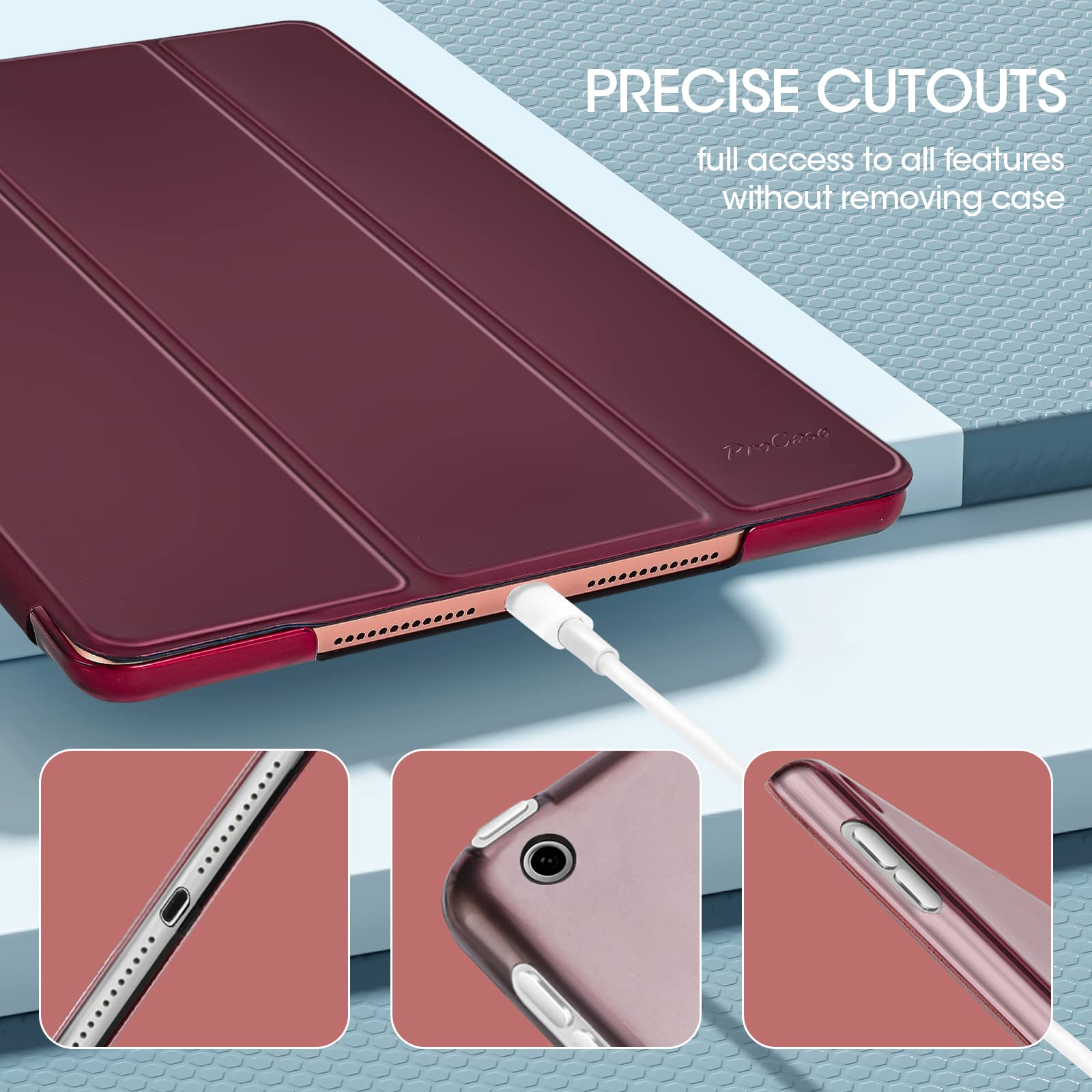 Foto 6 | Funda Procase Para Ipad De 9.ª, 8.ª Y 7.ª Generación 10.2, Color Vino - Venta Internacional.