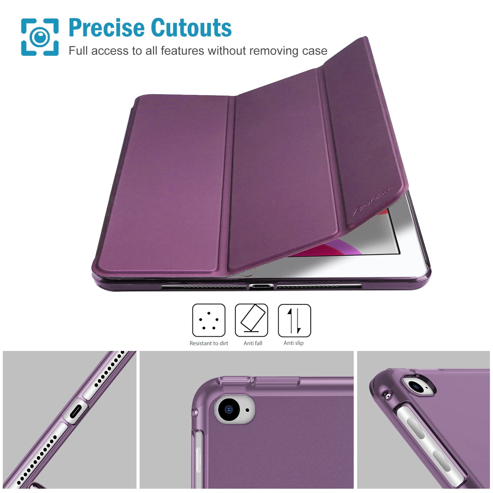 Foto 7 pulgar | Funda Procase A Prueba De Golpes Para Ipad 9.7 2017/2018, Air 1/2, Color Morado - Venta Internacional.