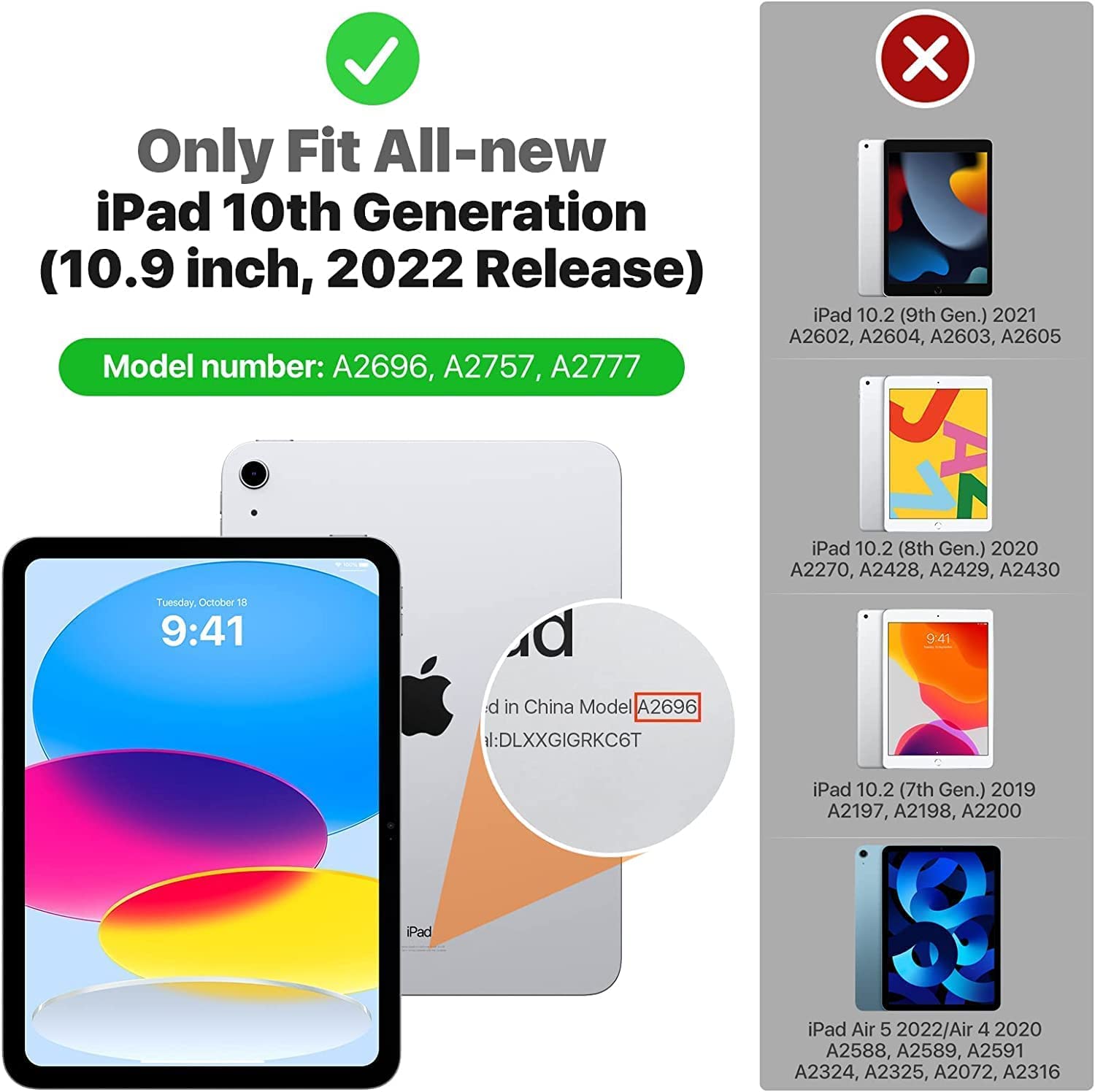 Foto 2 | Funda Herize Compatible Con Ipad 11/2025/10.ª Generación De 2022 - Venta Internacional.