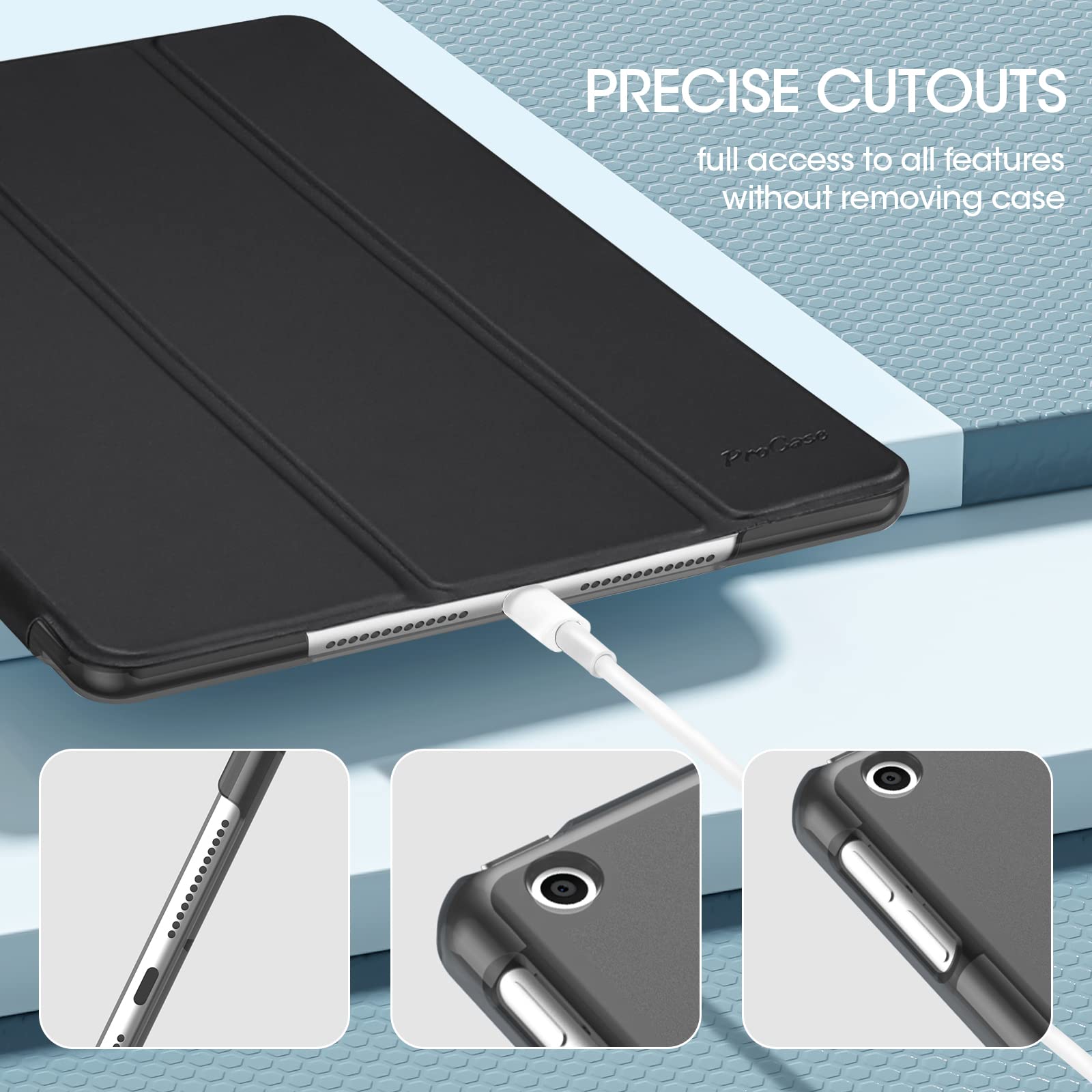 Foto 7 pulgar | Funda Procase Para Ipad De 9.ª, 8.ª Y 7.ª Generación 10.2, Color Negro Oscuro - Venta Internacional.