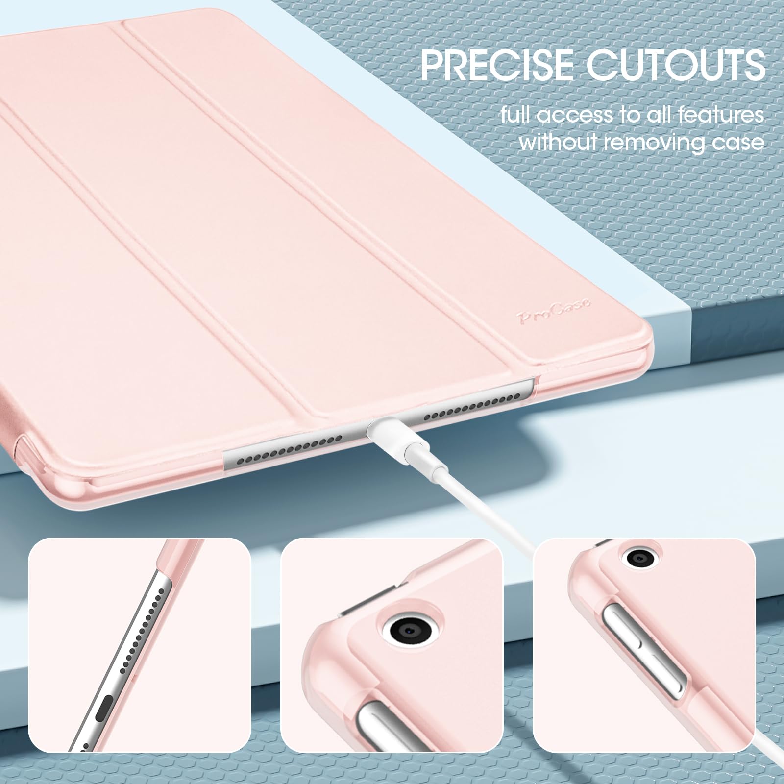 Foto 6 | Funda Procase Para Ipad De 9.ª, 8.ª Y 7.ª Generación 10.2, Color Rosa Claro - Venta Internacional.