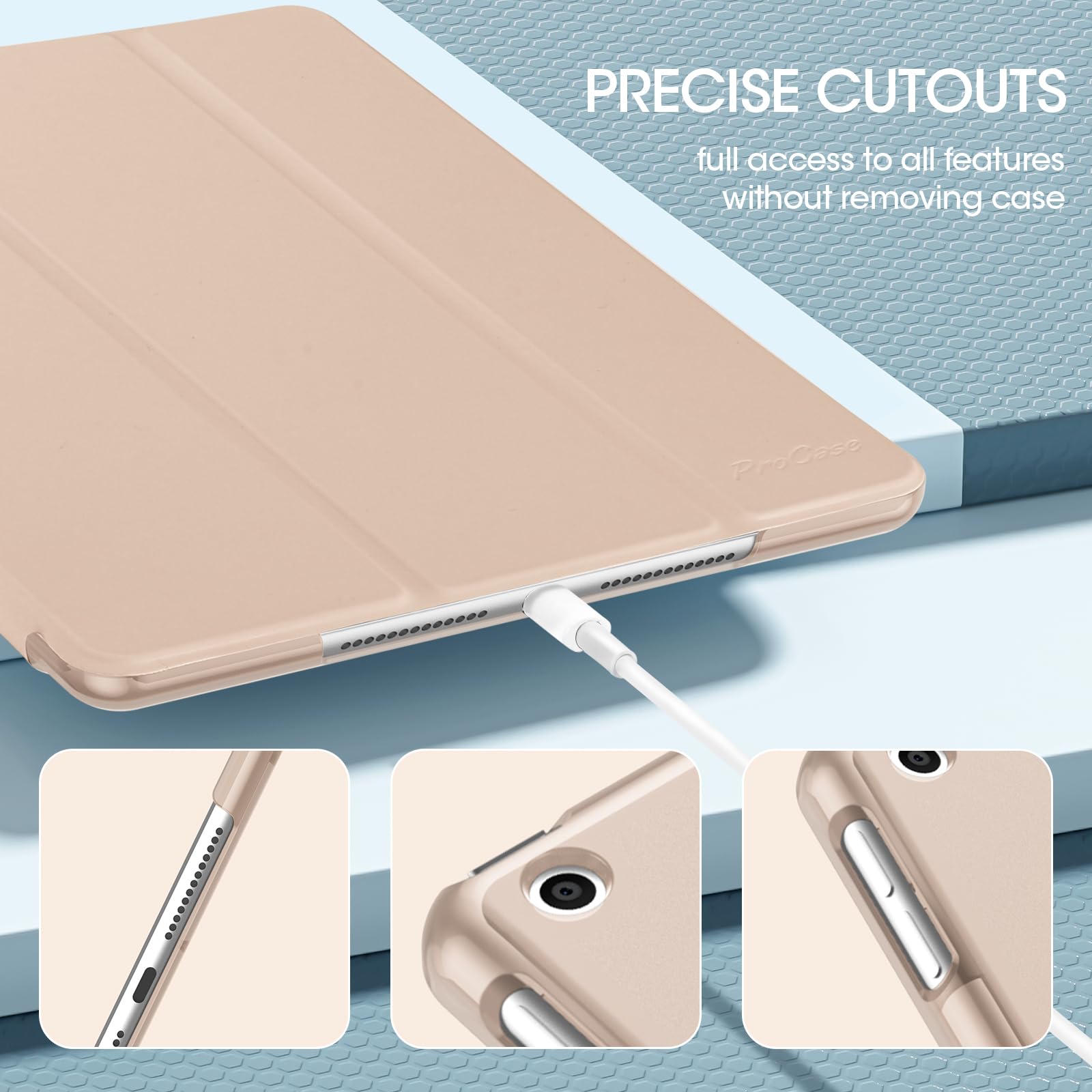 Foto 7 pulgar | Funda Procase Para Ipad De 9.ª, 8.ª Y 7.ª Generación 10.2, Color Piedra - Venta Internacional.