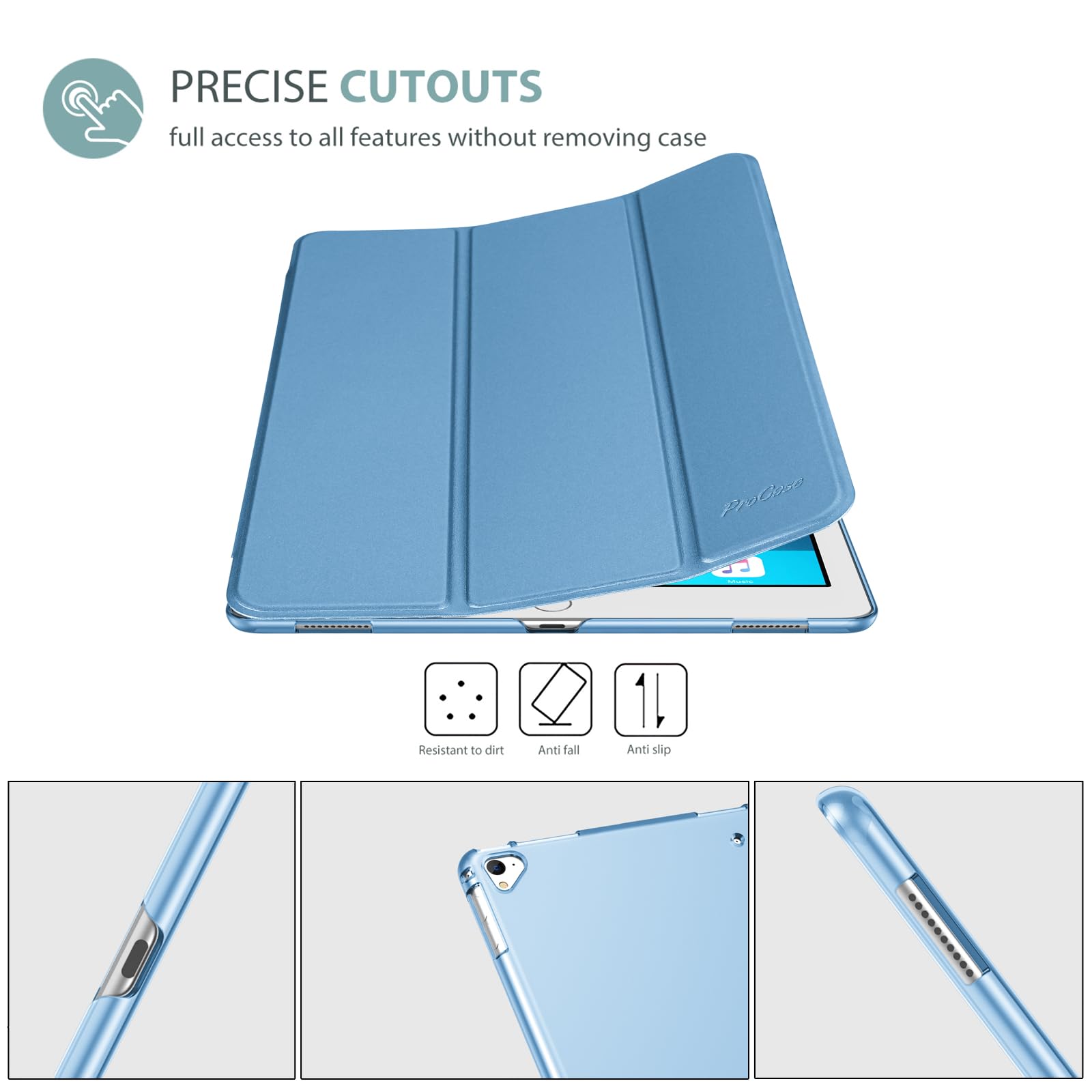 Foto 8 pulgar | Funda Procase Smart Para Ipad Pro 12.9 1.ª Y 2.ª Generación, Color Azul - Venta Internacional.