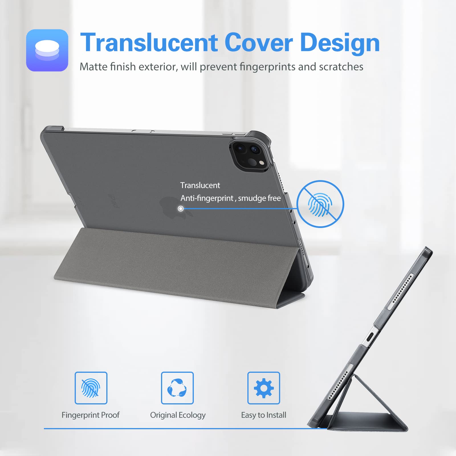 Foto 5 pulgar | Smart Case Procase Para Ipad Pro 12.9 De 6.ª, 5.ª, 4.ª Y 3.ª Generación, Color Gris - Venta Internacional.