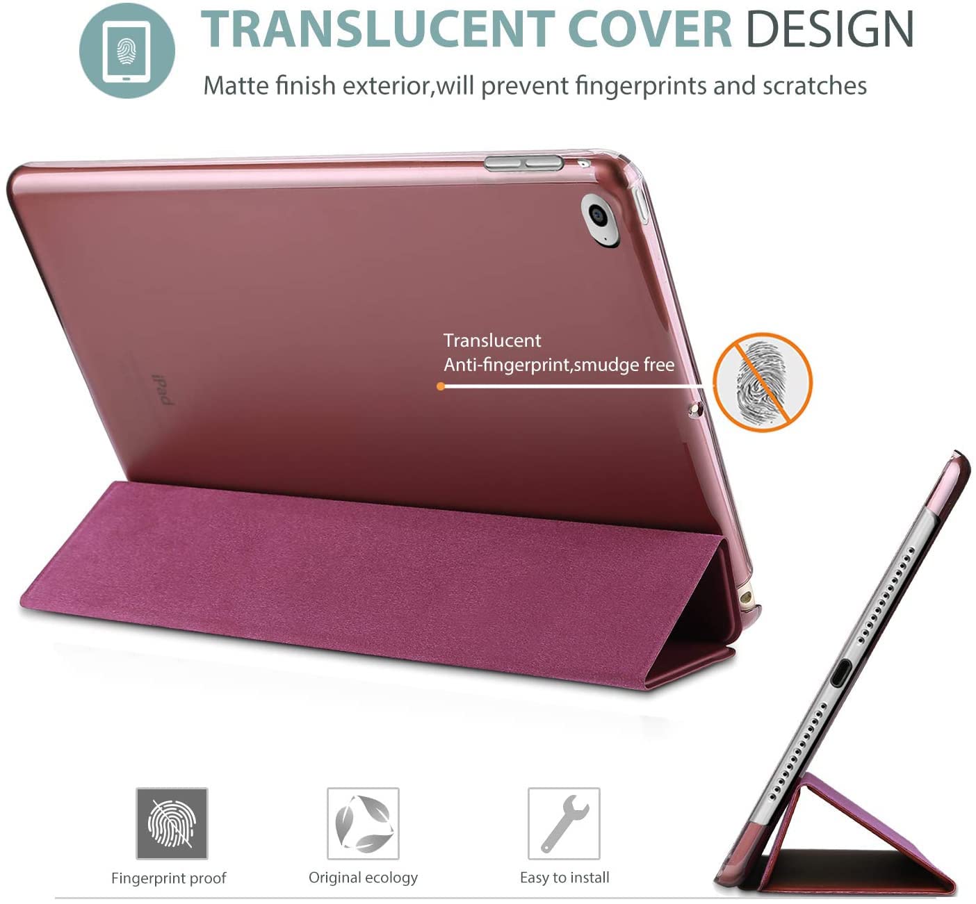 Foto 4 pulgar | Funda Procase Smart Para Ipad Air 2 2014 Con Soporte, Color Vino - Venta Internacional.