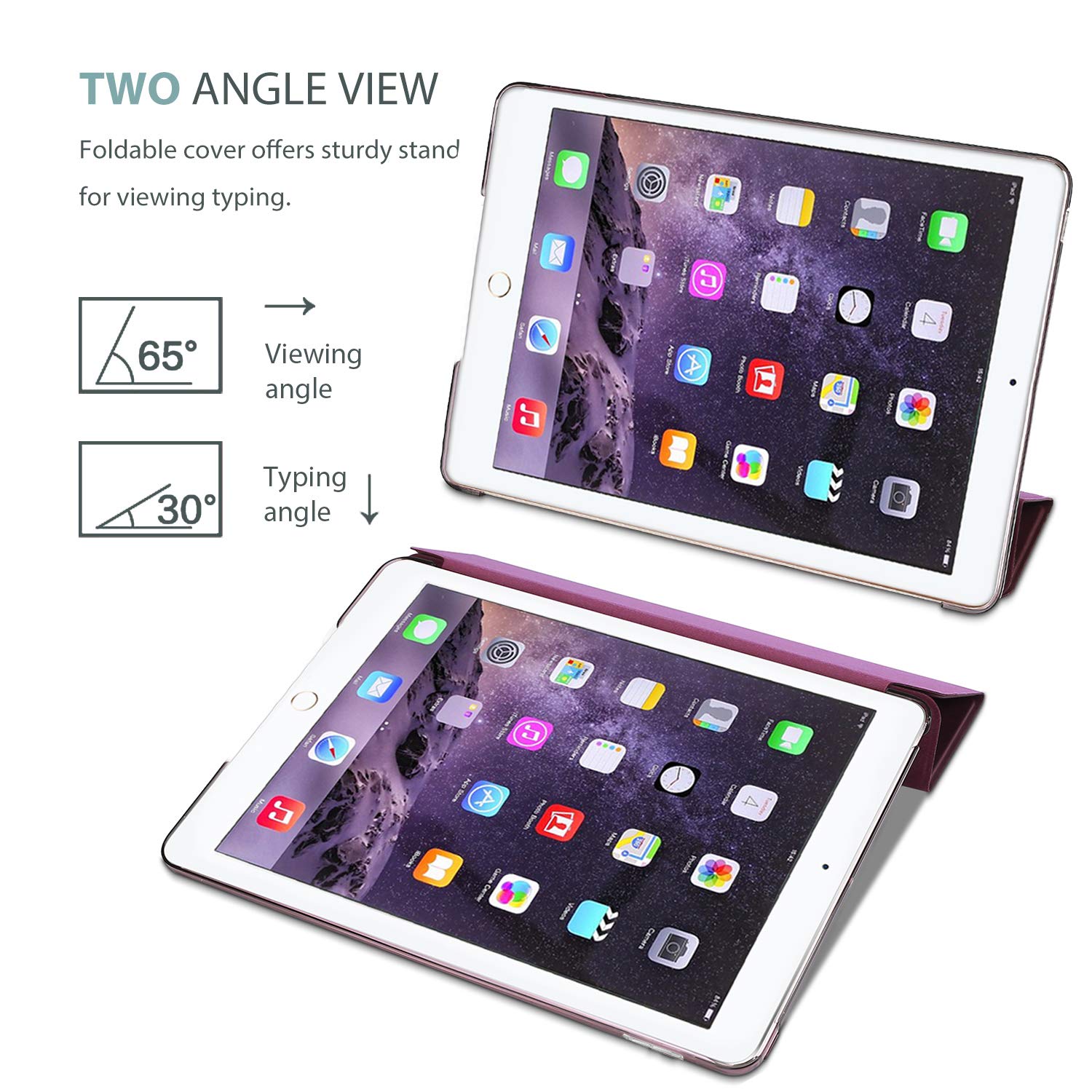 Foto 6 pulgar | Funda Procase Smart Para Ipad Air 2 2014 Con Soporte, Color Vino - Venta Internacional.