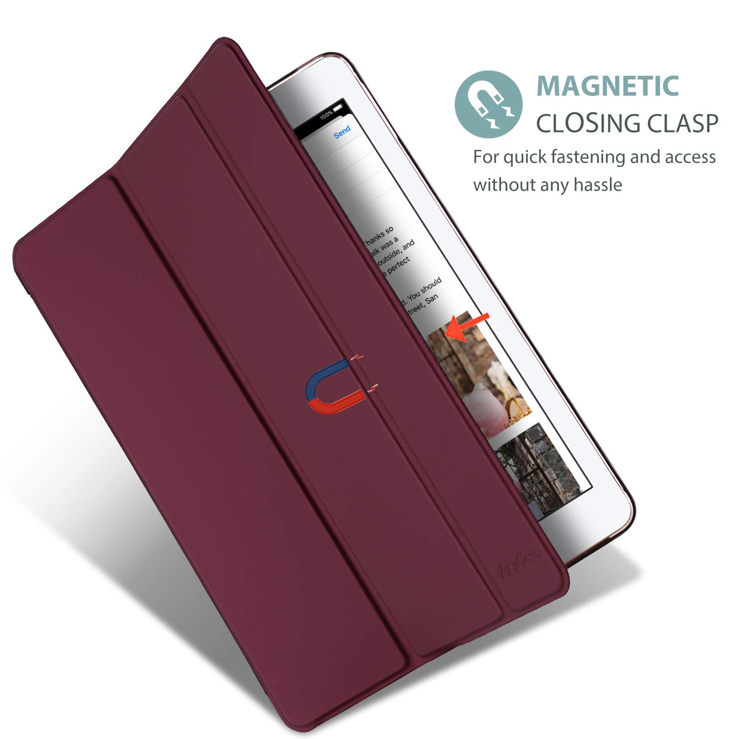 Foto 8 pulgar | Funda Procase Smart Para Ipad Air 2 2014 Con Soporte, Color Vino - Venta Internacional.
