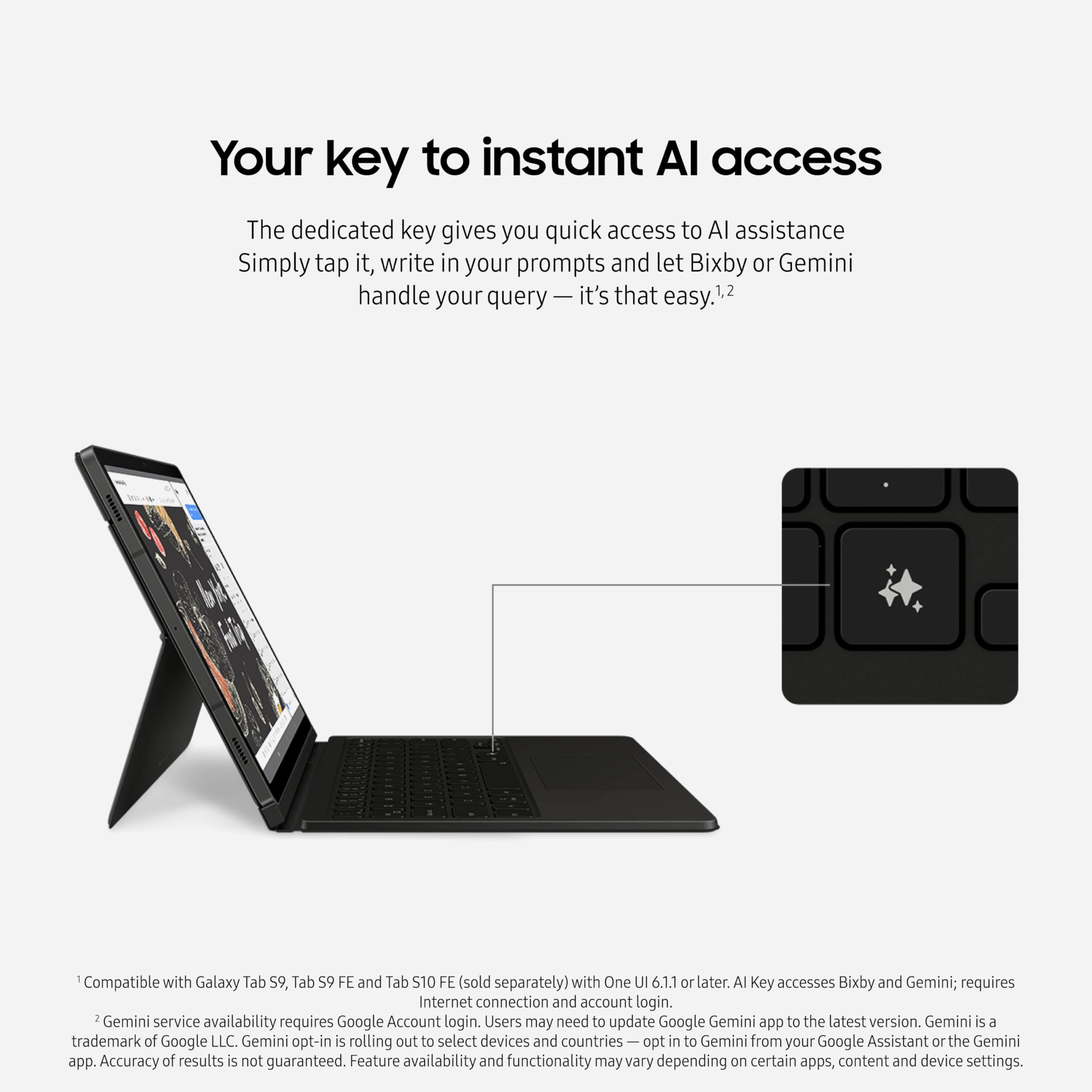 Foto 2 | Funda Tipo Libro Con Teclado Ai Key Para Samsung Galaxy Tab S10 Fe - Venta Internacional.