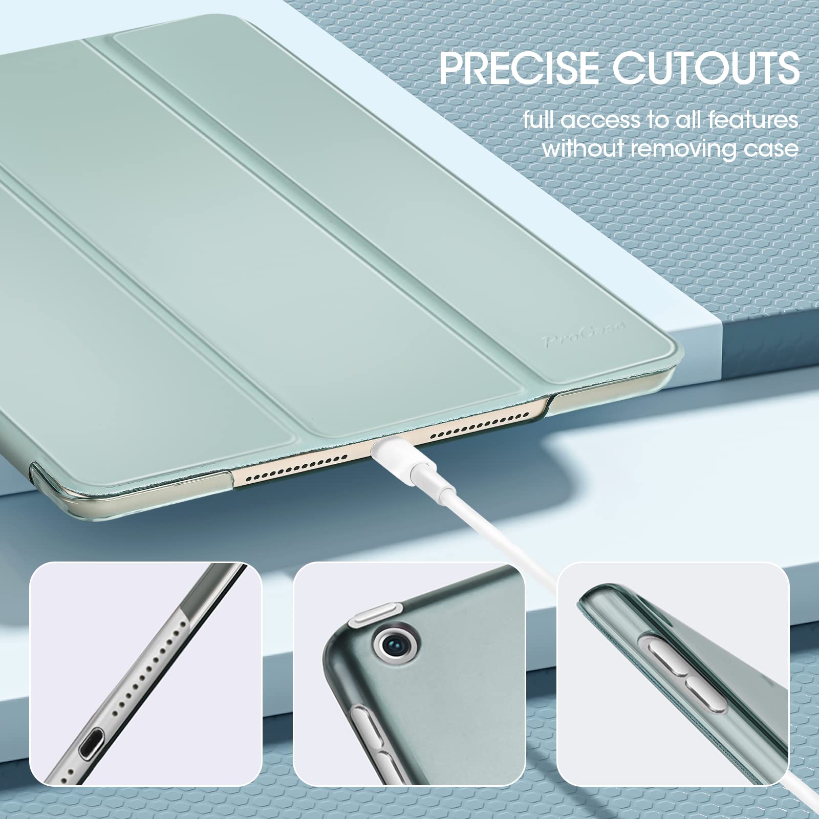 Foto 6 | Funda Procase Para Ipad De 9.ª, 8.ª Y 7.ª Generación 10.2, Color Gris Claro - Venta Internacional.