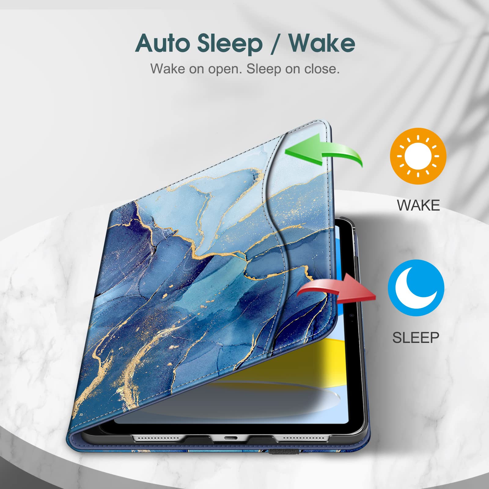 Foto 4 pulgar | Funda Fintie Para Ipad De 10.ª Generación De 10.9 Pulgadas (2022) Ocean Marble - Venta Internacional.