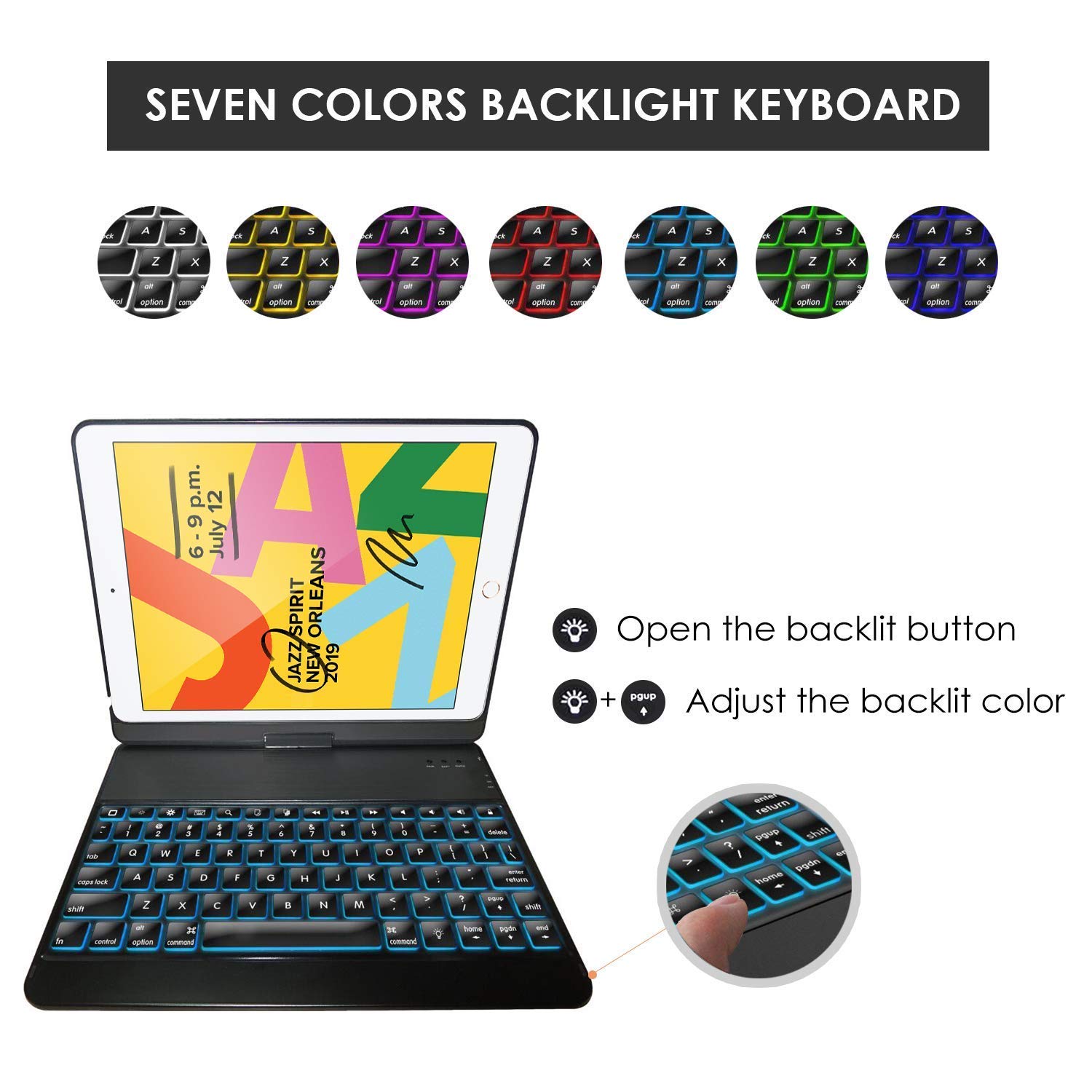 Foto 5 pulgar | Funda Con Teclado Procase Con 7 Colores Retroiluminados Para Ipad 10.2 - Venta Internacional.