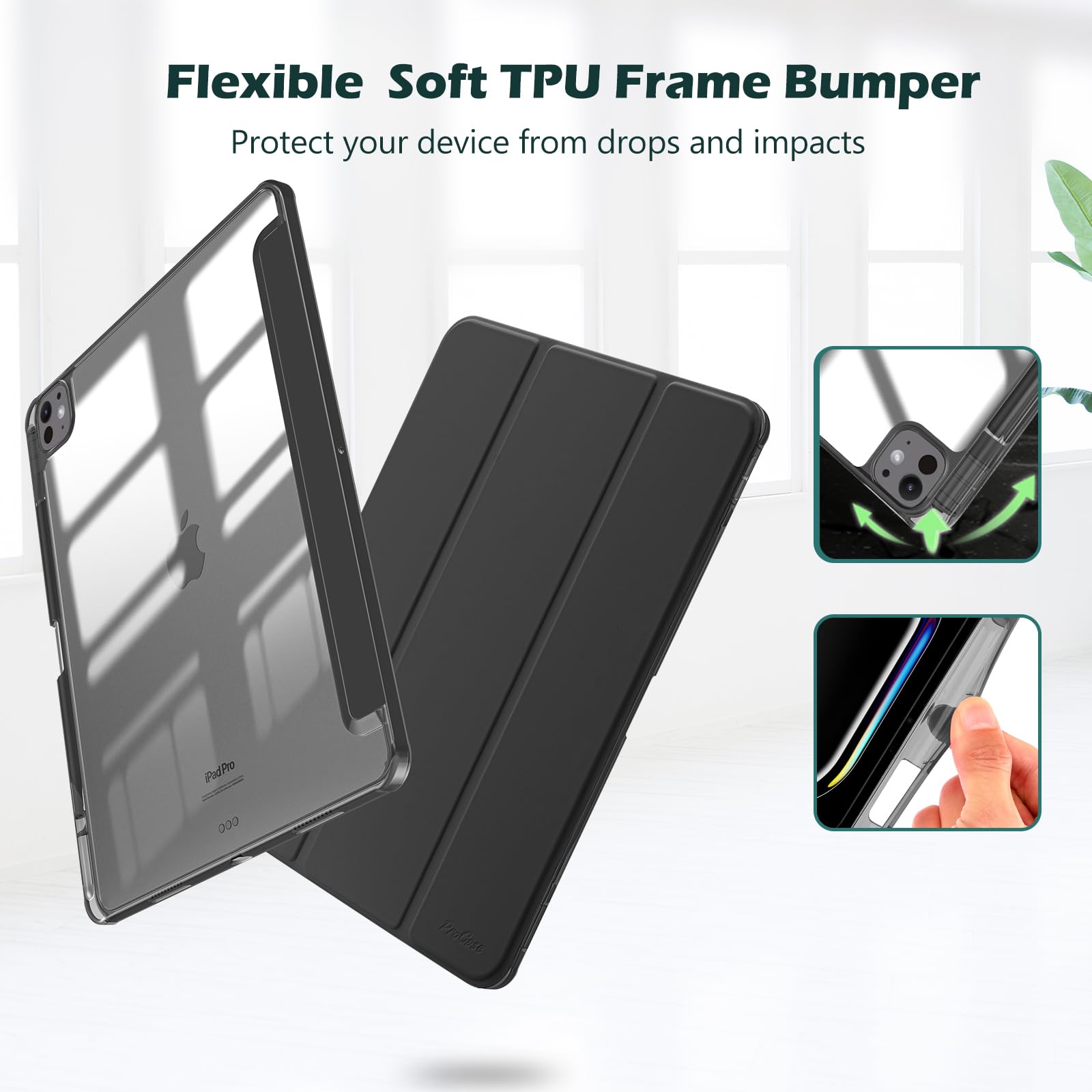Foto 6 | Funda Procase Para Ipad Pro 13 2024 Con Soporte Para Lápices, Color Negro - Venta Internacional.