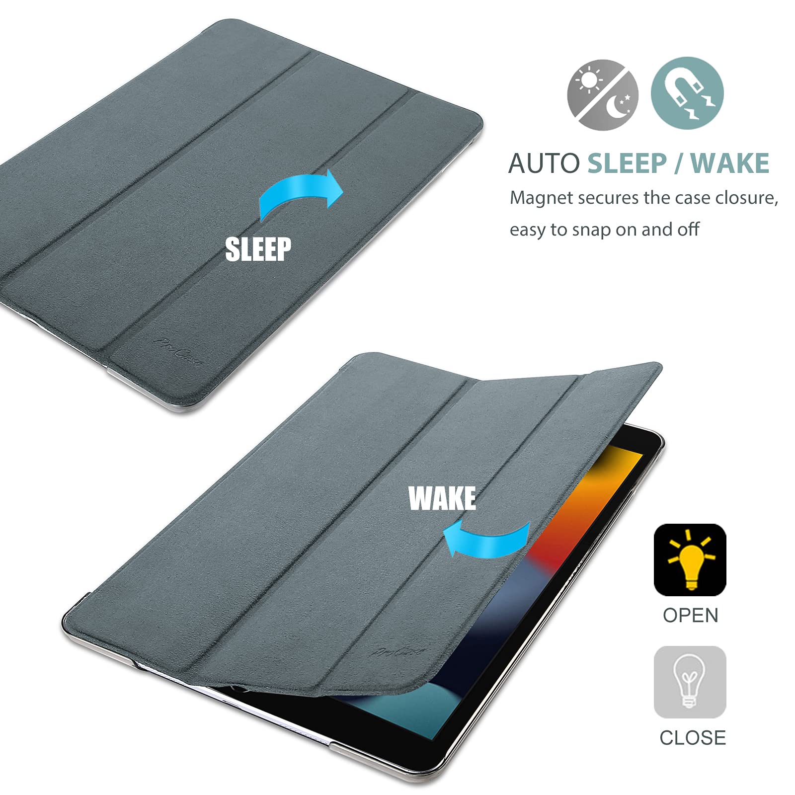 Foto 7 | Funda Procase Para Ipad De 9ª, 8ª Y 7ª Generación De 10,2 Pulgadas, Color Gris Mate - Venta Internacional.