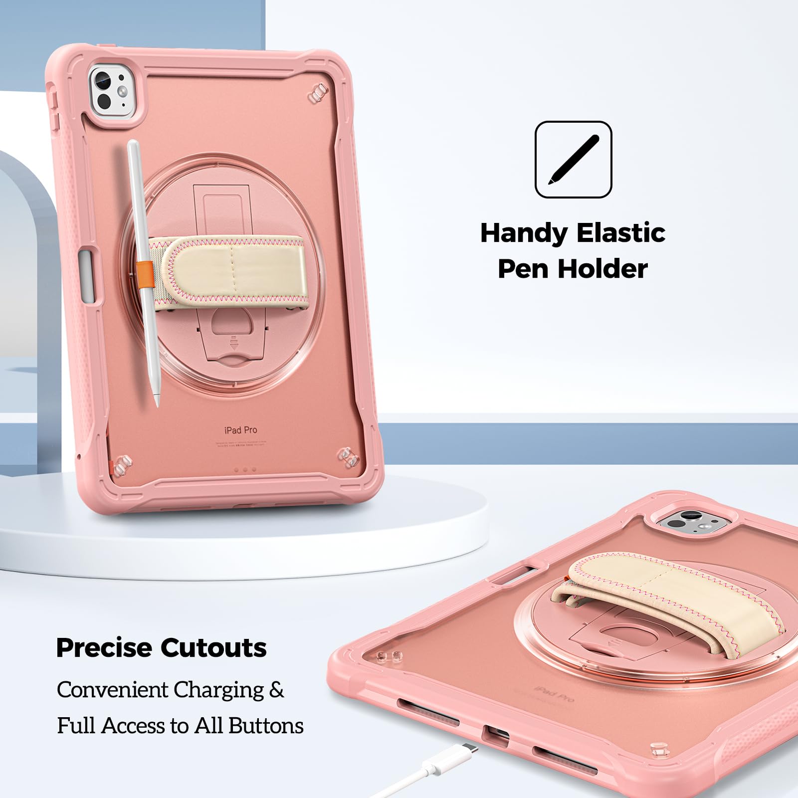 Foto 4 pulgar | Funda Procase Rugged Para Ipad Pro 11 2024 M4 Con Lápiz Rosa - Venta Internacional.