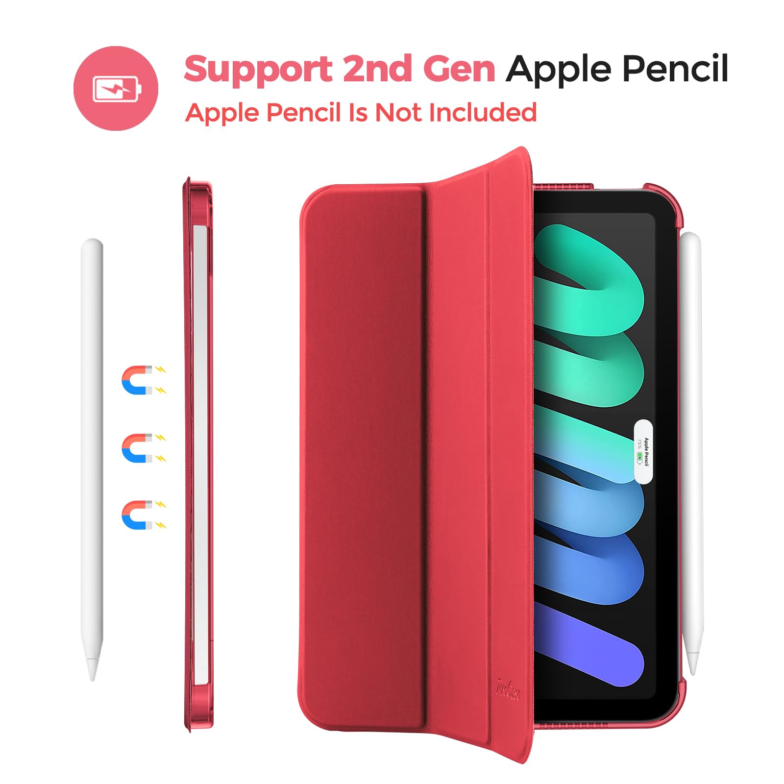Foto 5 pulgar | Funda Procase Smart Para Ipad Mini 7.ª Y 6.ª Generación De 8,3 Pulgadas, Color Rojo - Venta Internacional.
